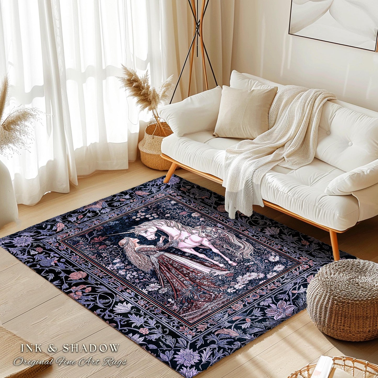 Enchanted Lavender Mystic Area Rug | Pastel Rococo Princesscore Decor Gothic Fairytale Home Decor Area Rug Storybook Dark Cottagecore Style