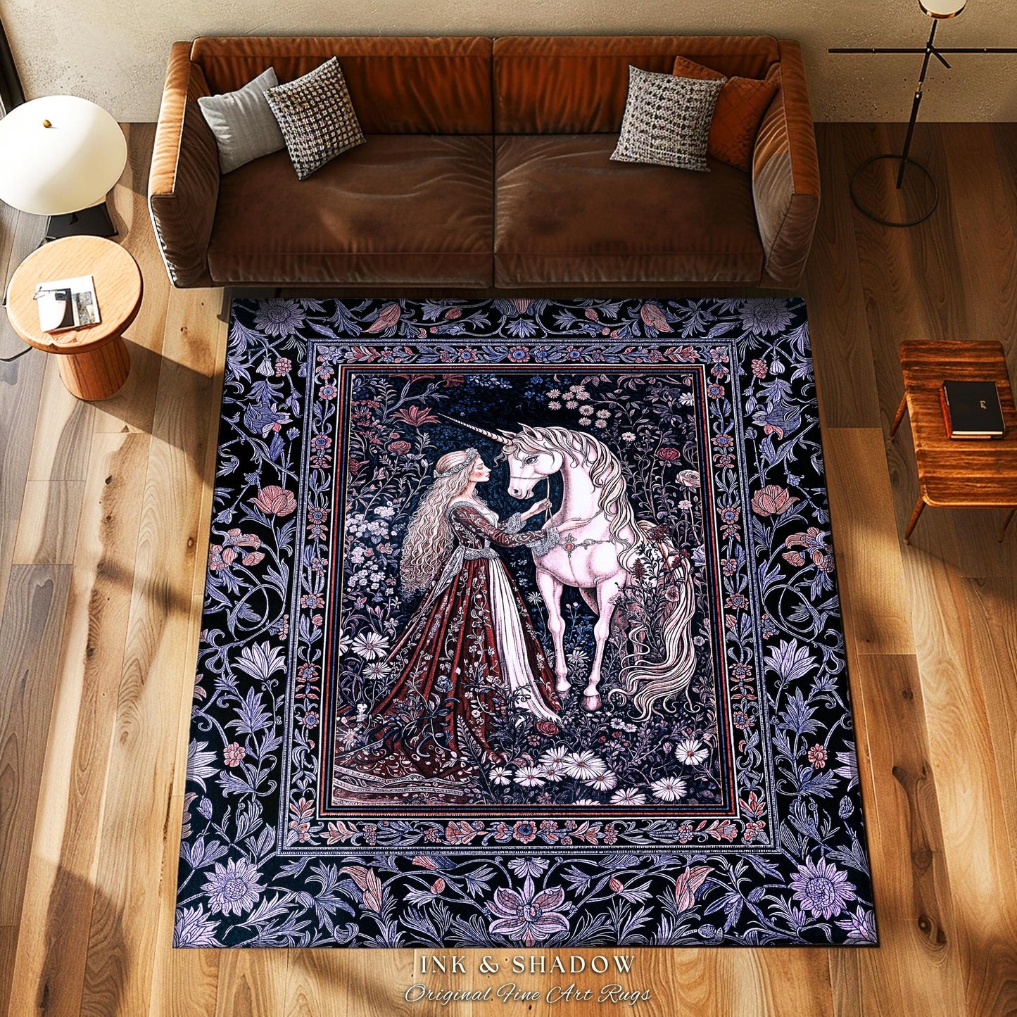 Enchanted Lavender Mystic Area Rug | Pastel Rococo Princesscore Decor Gothic Fairytale Home Decor Area Rug Storybook Dark Cottagecore Style