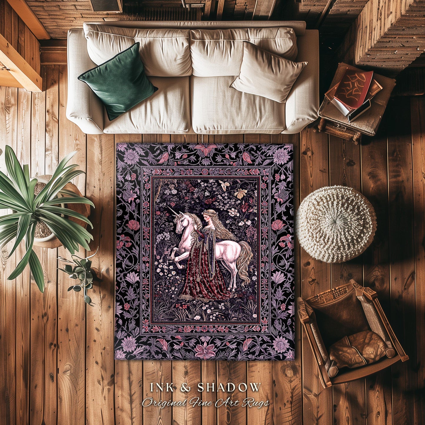 Pastel Whimsical Medieval Accent Rug | Enchanted Cottagecore Home Decor Romantic Goth Princess Bedroom Fairytale Regal Coquette Decor Boho |