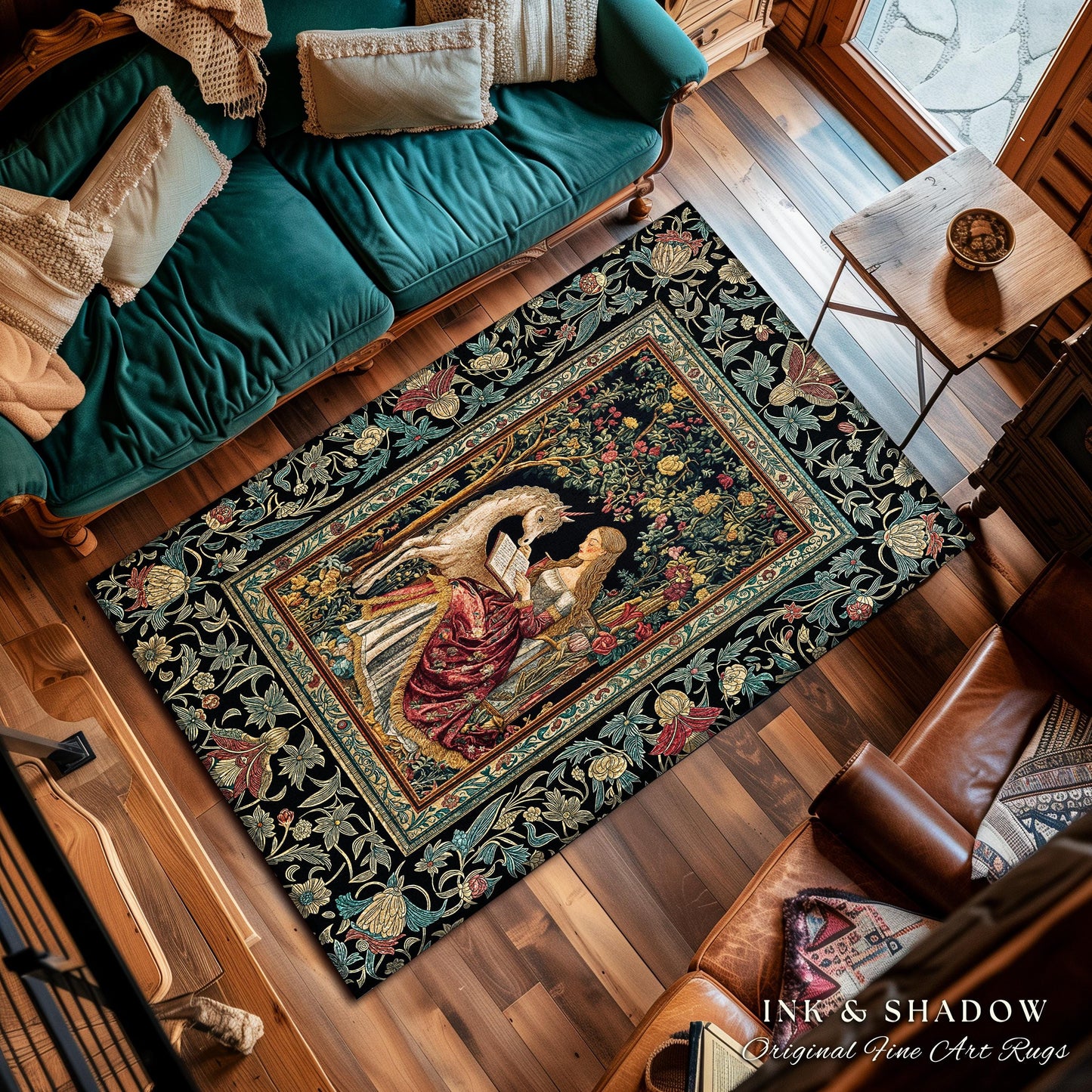 Royal Fairytale Botanical Area Rug | Rococo Storybook Decor Cottagecore Medieval Romance Princesscore Home Decor Accent Gothic Bedroom Boho