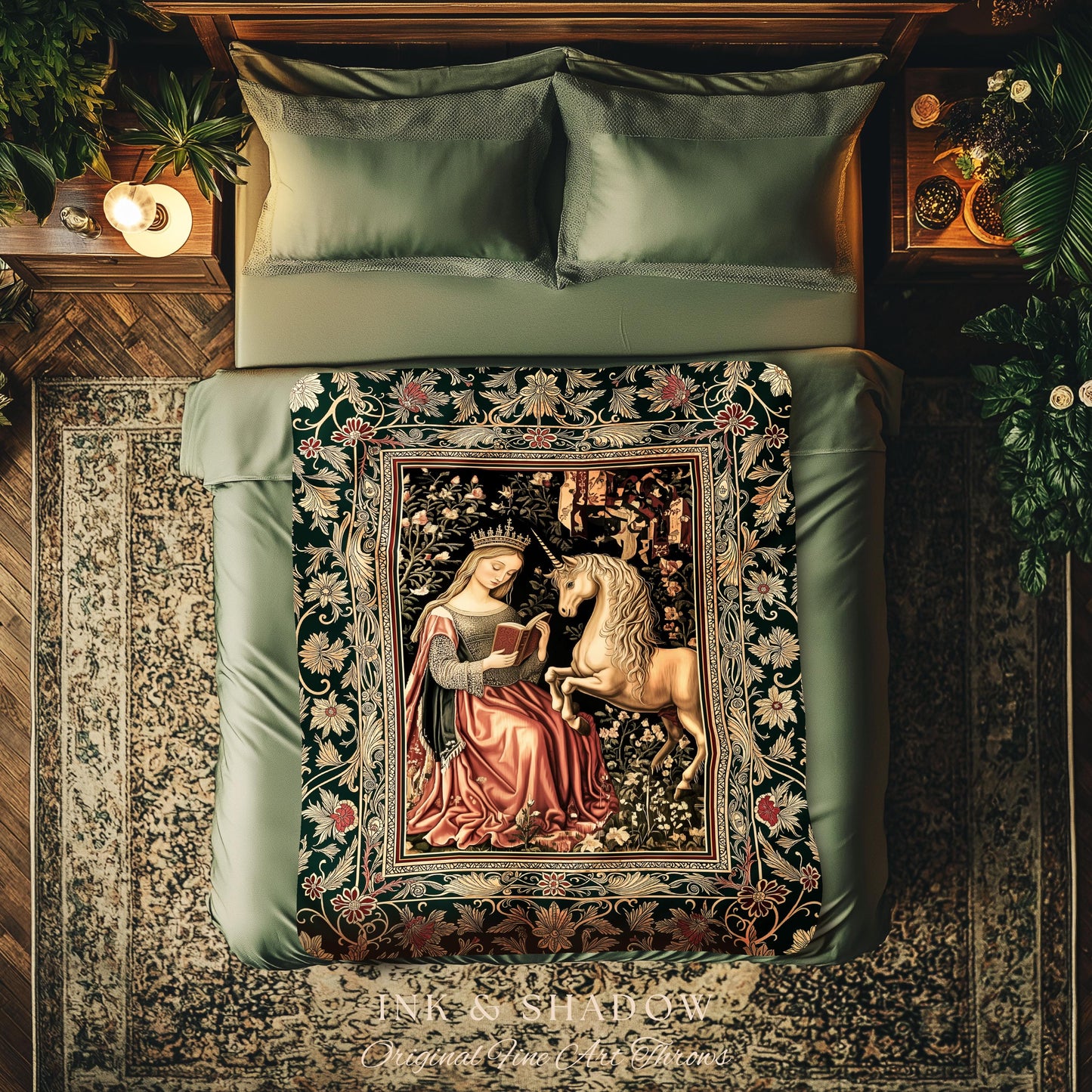 Baroque Storybook Rustic Wall Tapestry | Storybook Royalcore Decor Dark Romantic Cottagecore Tapestry Gothic Princess Woven Home Accent |