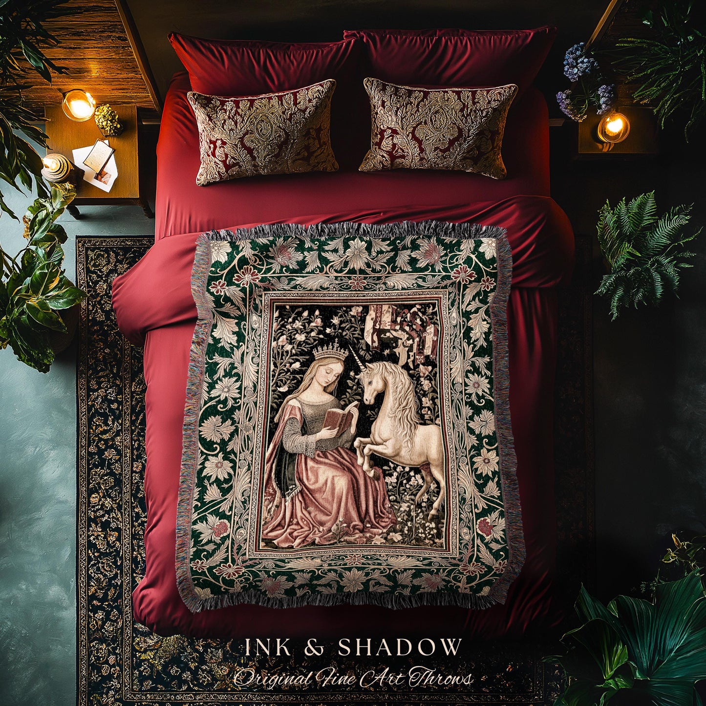Baroque Storybook Rustic Wall Tapestry | Storybook Royalcore Decor Dark Romantic Cottagecore Tapestry Gothic Princess Woven Home Accent |