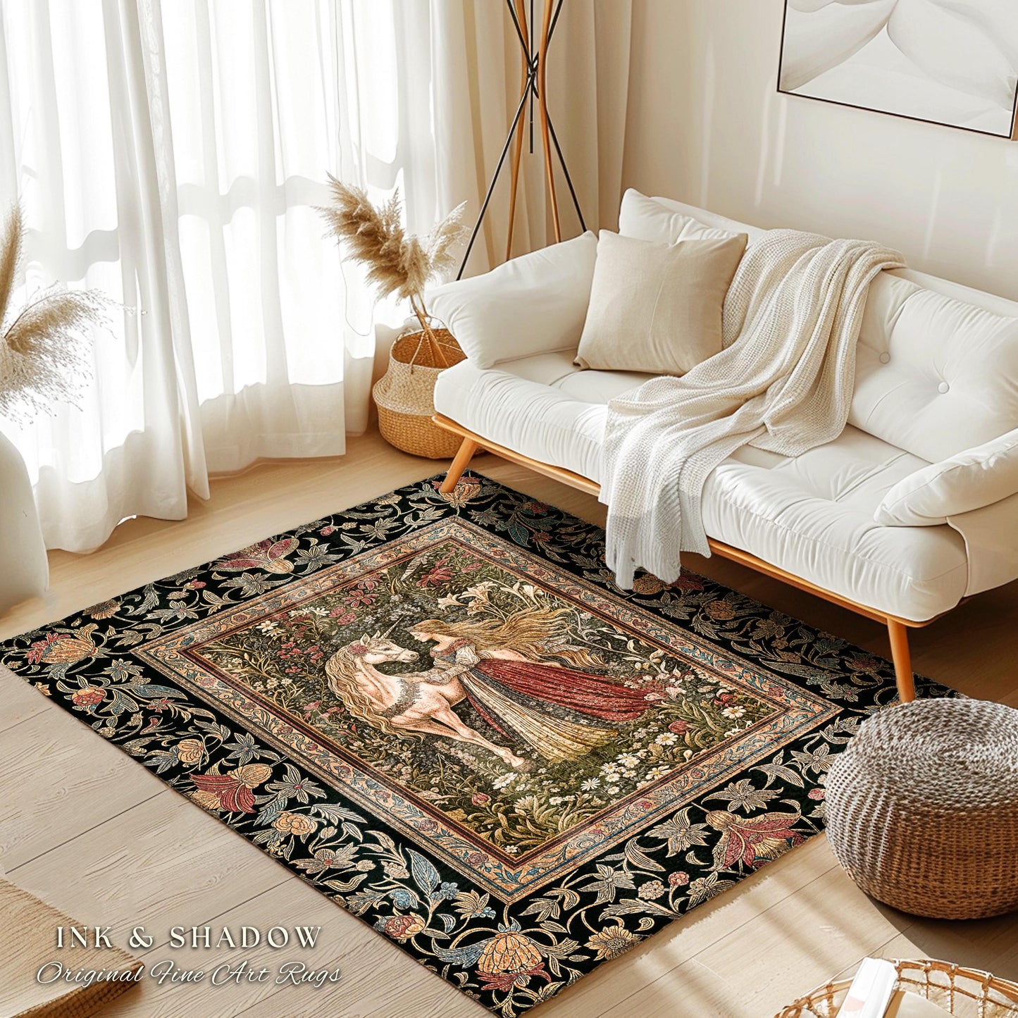 Enchanted Garden Princess Rug | Mystical Cottagecore Royalcore Home Decor Accent Antique Fairytale Bedroom Soft Romantic Folklore Style |