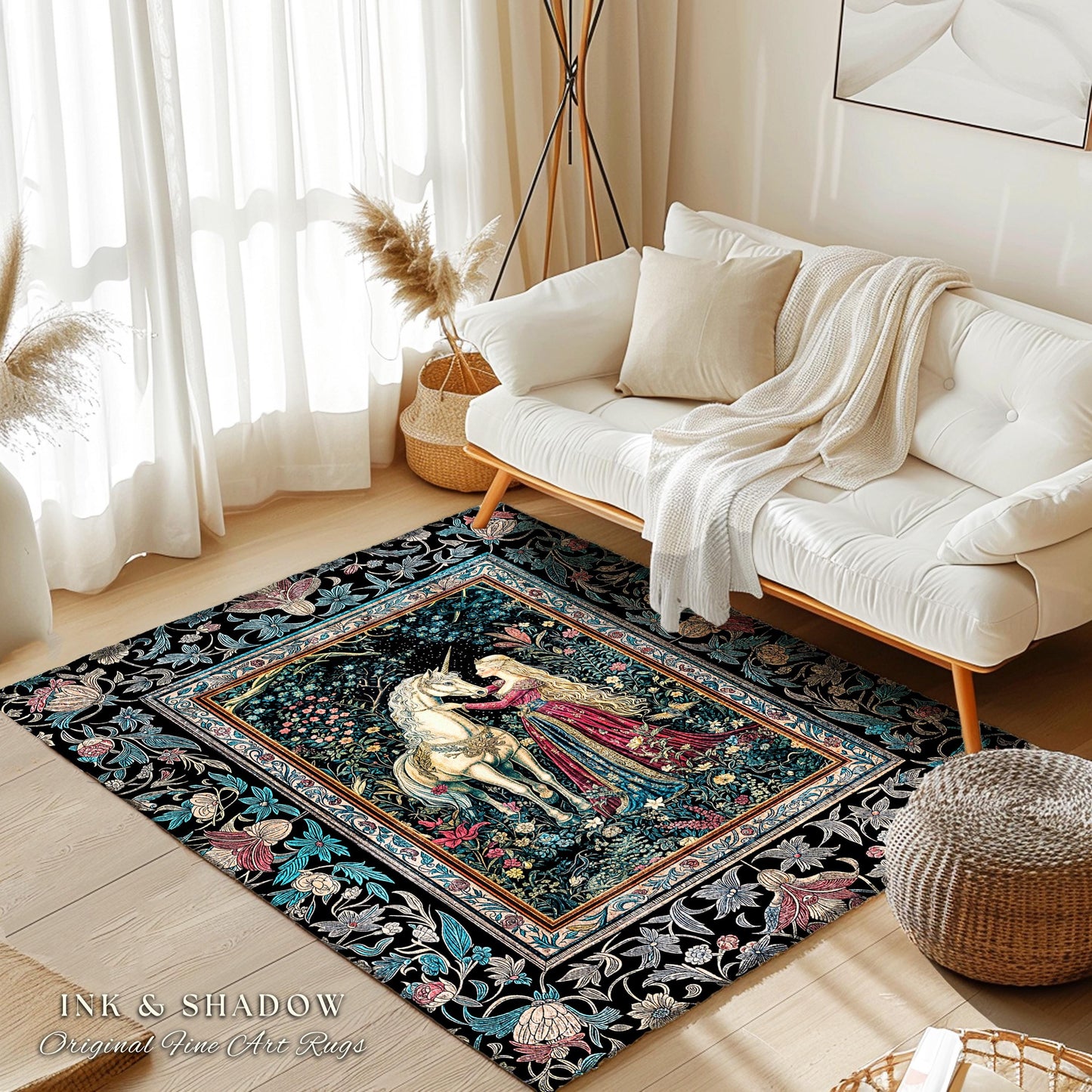 Rustic Fairytale Dark Teal Accent Rug | Rococo Baroque Inspired Decor Medieval Princesscore Home Decor Dreamy Fantasy Bedroom Area Rug Boho