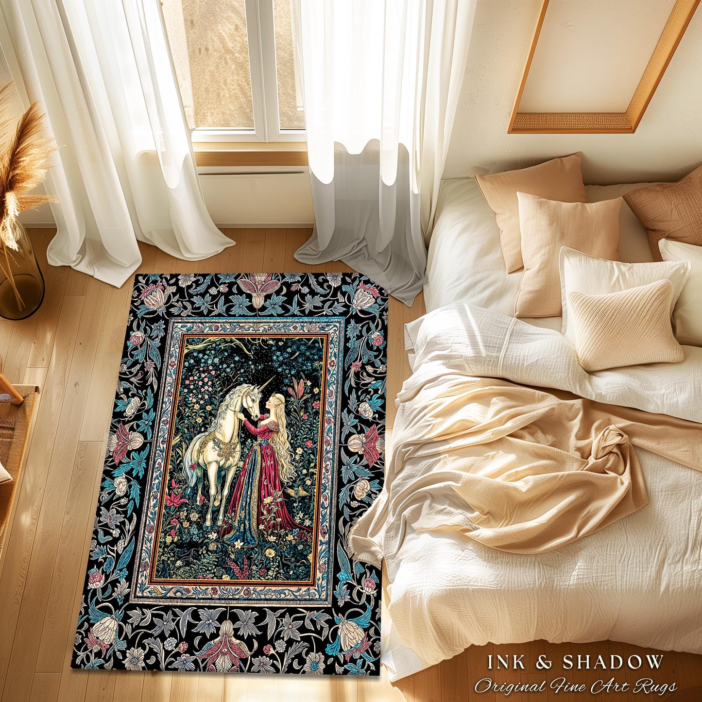 Rustic Fairytale Dark Teal Accent Rug | Rococo Baroque Inspired Decor Medieval Princesscore Home Decor Dreamy Fantasy Bedroom Area Rug Boho