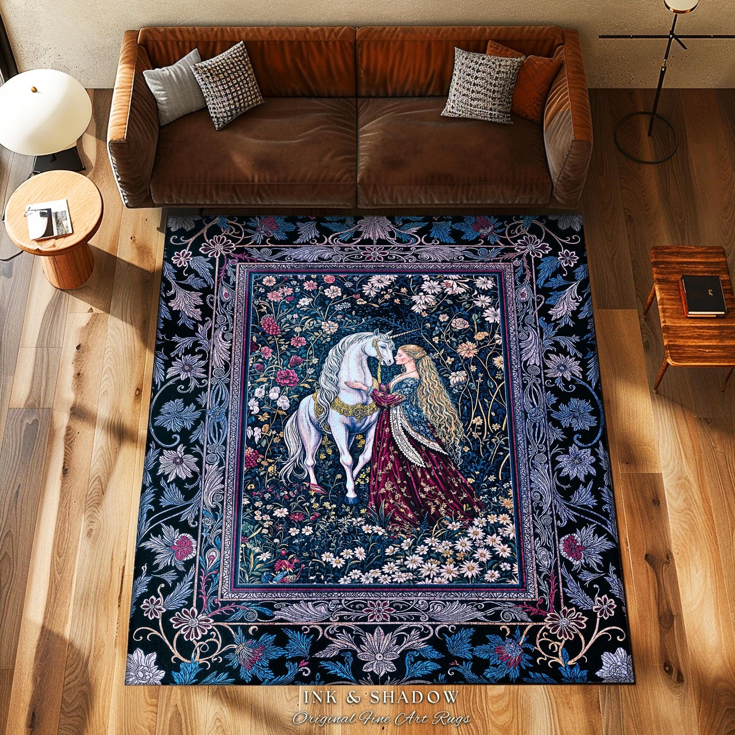 Rococo Enchanted Forest Accent Rug | Rustic Fairytale Bedroom Baroque Elegance Medieval Area Rug Home Decor Romance Gothic Aesthetic Purple