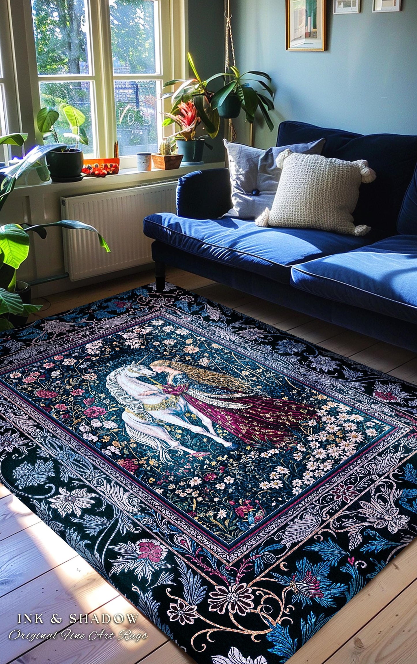 Rococo Enchanted Forest Accent Rug | Rustic Fairytale Bedroom Baroque Elegance Medieval Area Rug Home Decor Romance Gothic Aesthetic Purple