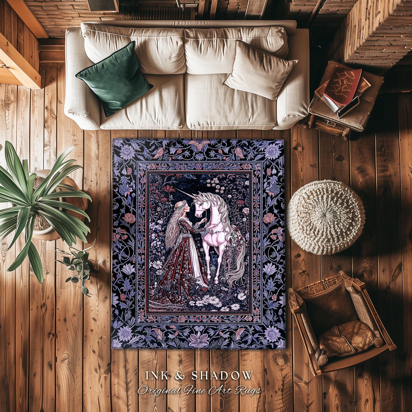 Enchanted Lavender Mystic Area Rug | Pastel Rococo Princesscore Decor Gothic Fairytale Home Decor Area Rug Storybook Dark Cottagecore Style