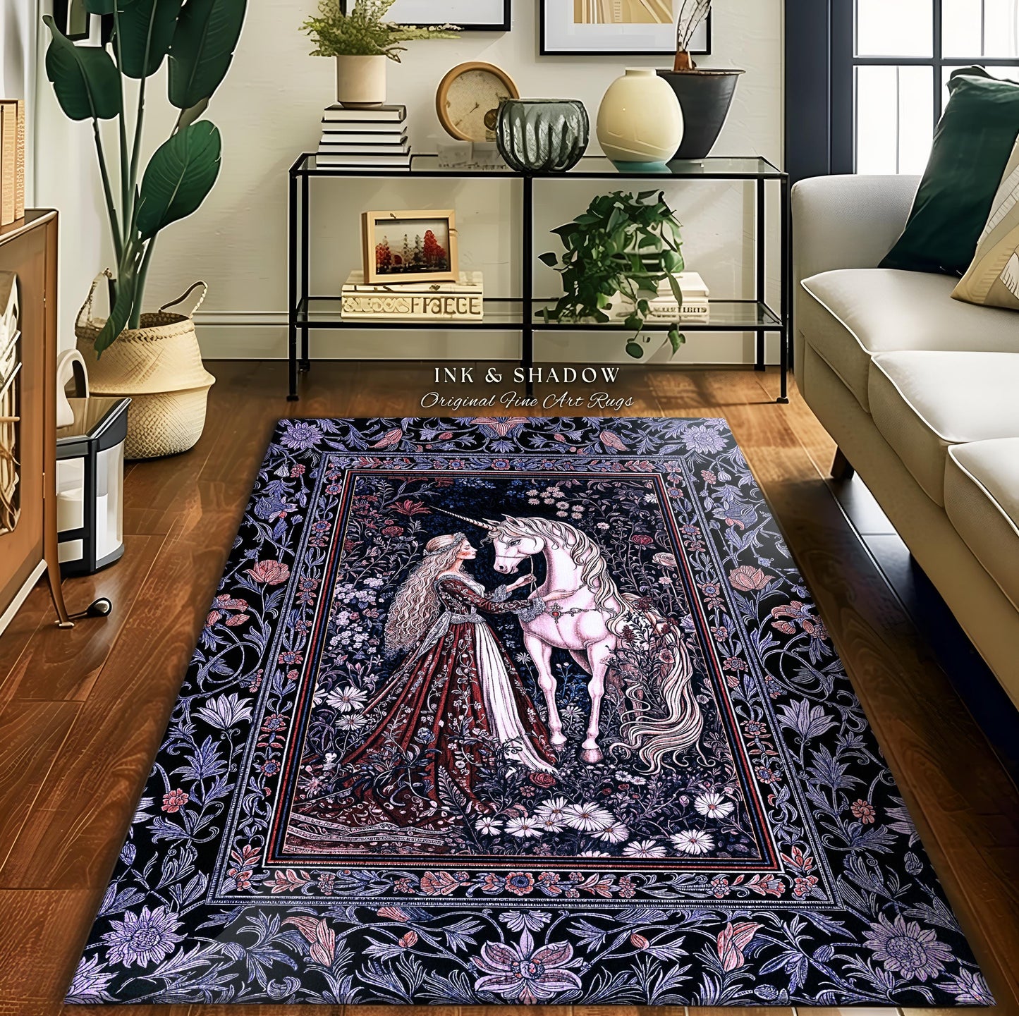 Enchanted Lavender Mystic Area Rug | Pastel Rococo Princesscore Decor Gothic Fairytale Home Decor Area Rug Storybook Dark Cottagecore Style