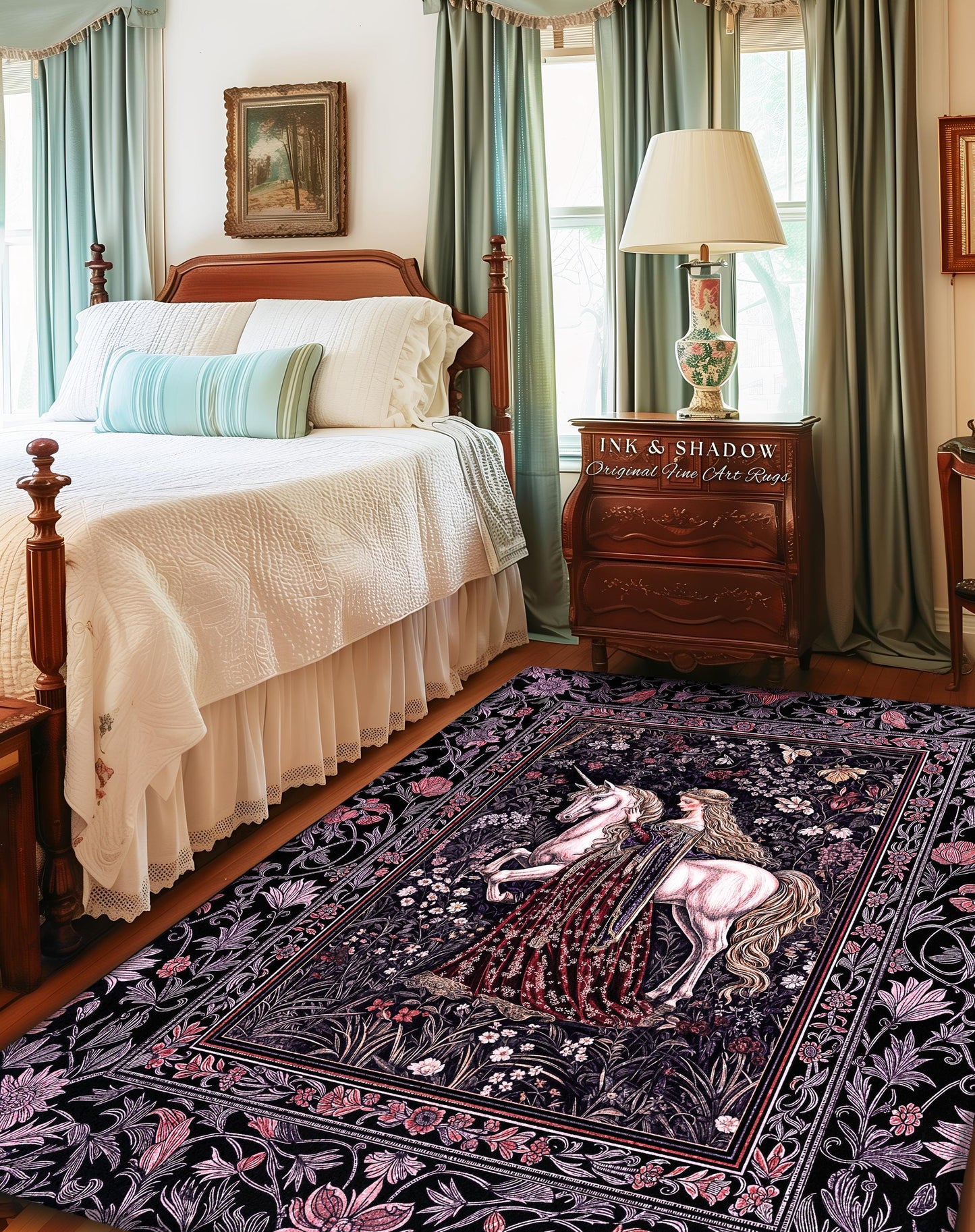 Pastel Whimsical Medieval Accent Rug | Enchanted Cottagecore Home Decor Romantic Goth Princess Bedroom Fairytale Regal Coquette Decor Boho |