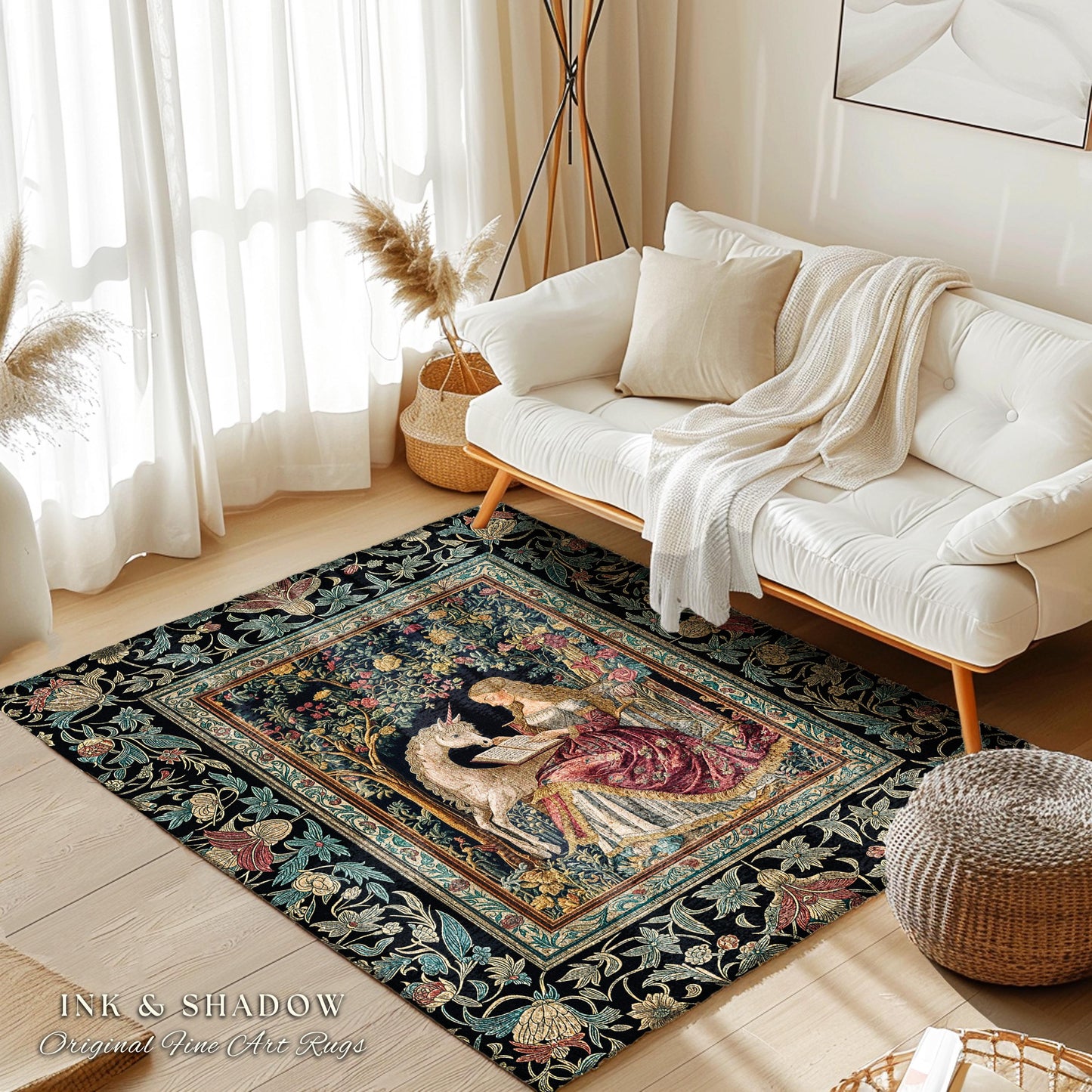 Royal Fairytale Botanical Area Rug | Rococo Storybook Decor Cottagecore Medieval Romance Princesscore Home Decor Accent Gothic Bedroom Boho