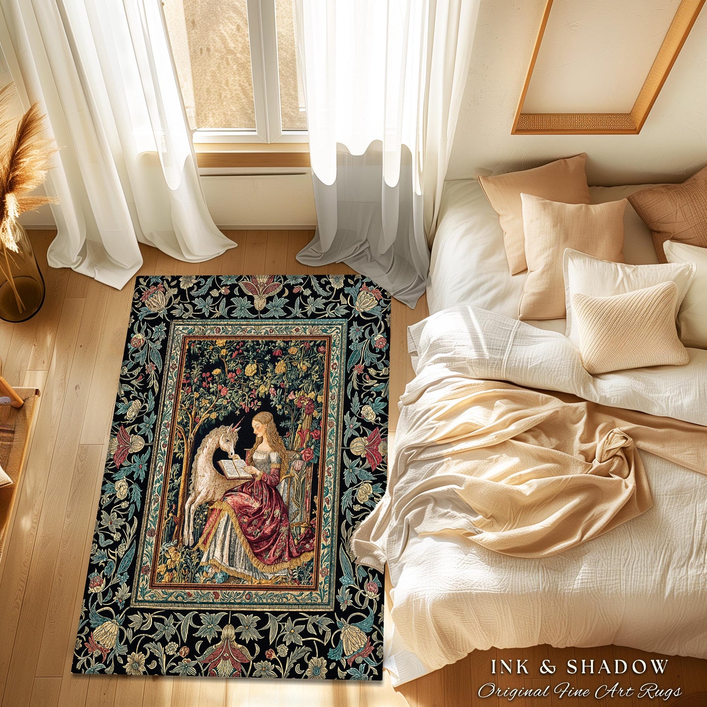 Royal Fairytale Botanical Area Rug | Rococo Storybook Decor Cottagecore Medieval Romance Princesscore Home Decor Accent Gothic Bedroom Boho