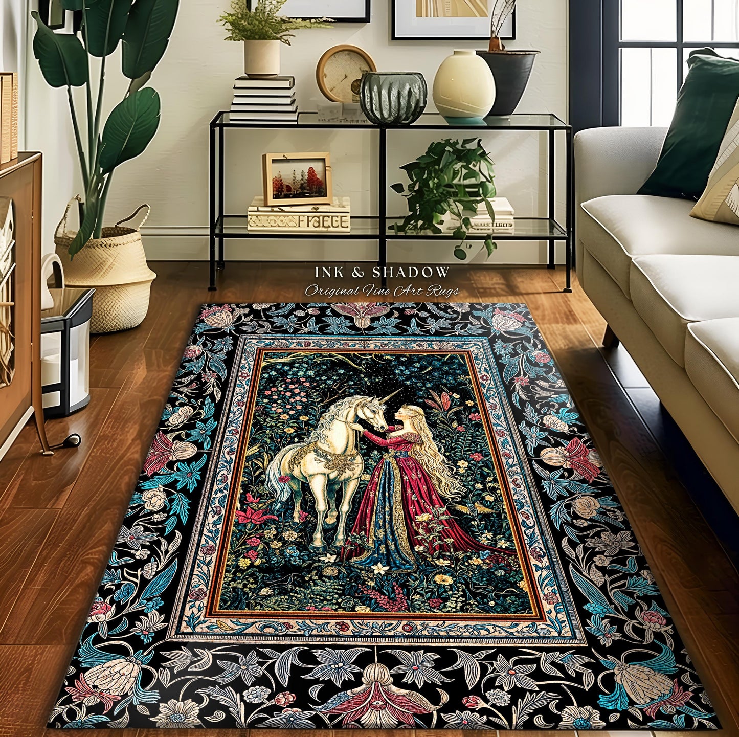 Rustic Fairytale Dark Teal Accent Rug | Rococo Baroque Inspired Decor Medieval Princesscore Home Decor Dreamy Fantasy Bedroom Area Rug Boho