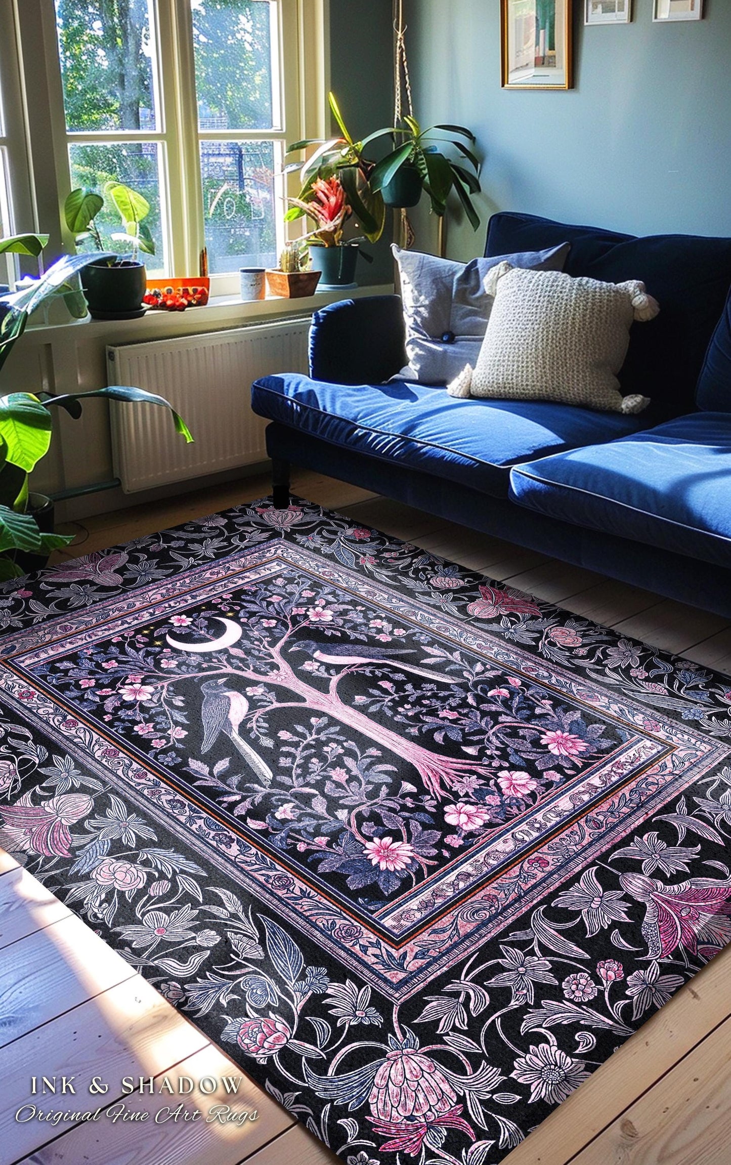 Magpie Ethereal Moon Gothic Rug | Baroque Pastel Purple Celestial Bedroom Accent Victorian Fairytale Inspired Decor Whimsigoth Bedroom Cozy