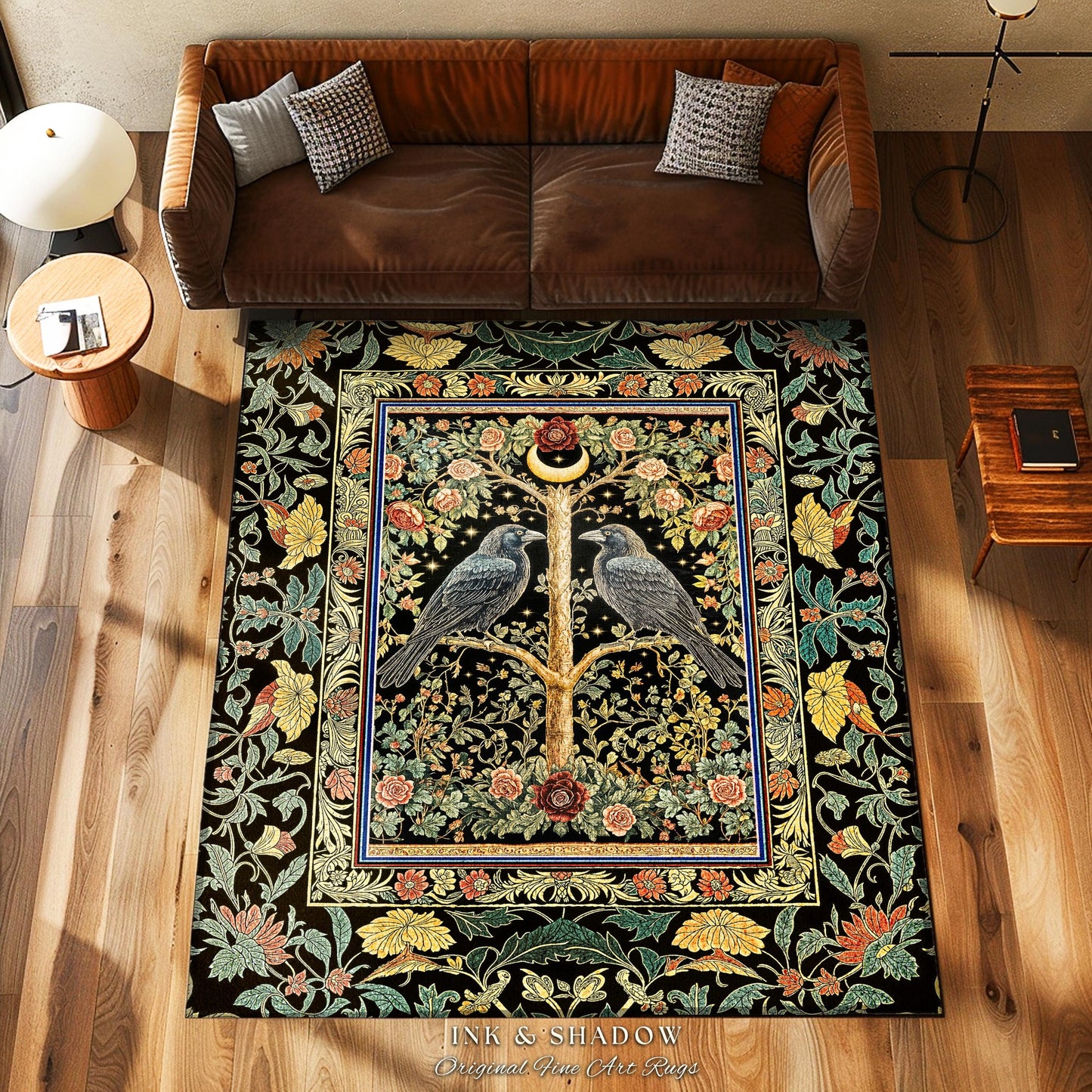 Golden Amber Gothic Decor Rug | Cozy Autumnal Style Baroque Crowcore Accent Antique Inspired Mysticism Gift Cottagecore Dark Academia Dorm |