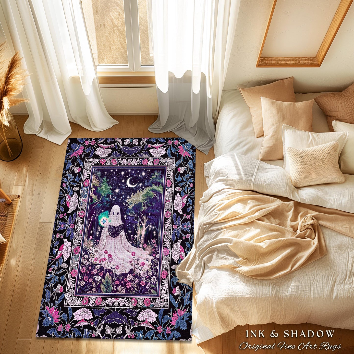 Amethyst Purple Magical Ghost Rug | Mystical Pastel Halloween Area Rug Cottagecore Bedroom Accent Whimsical Decor Gothic Home Reading Room |
