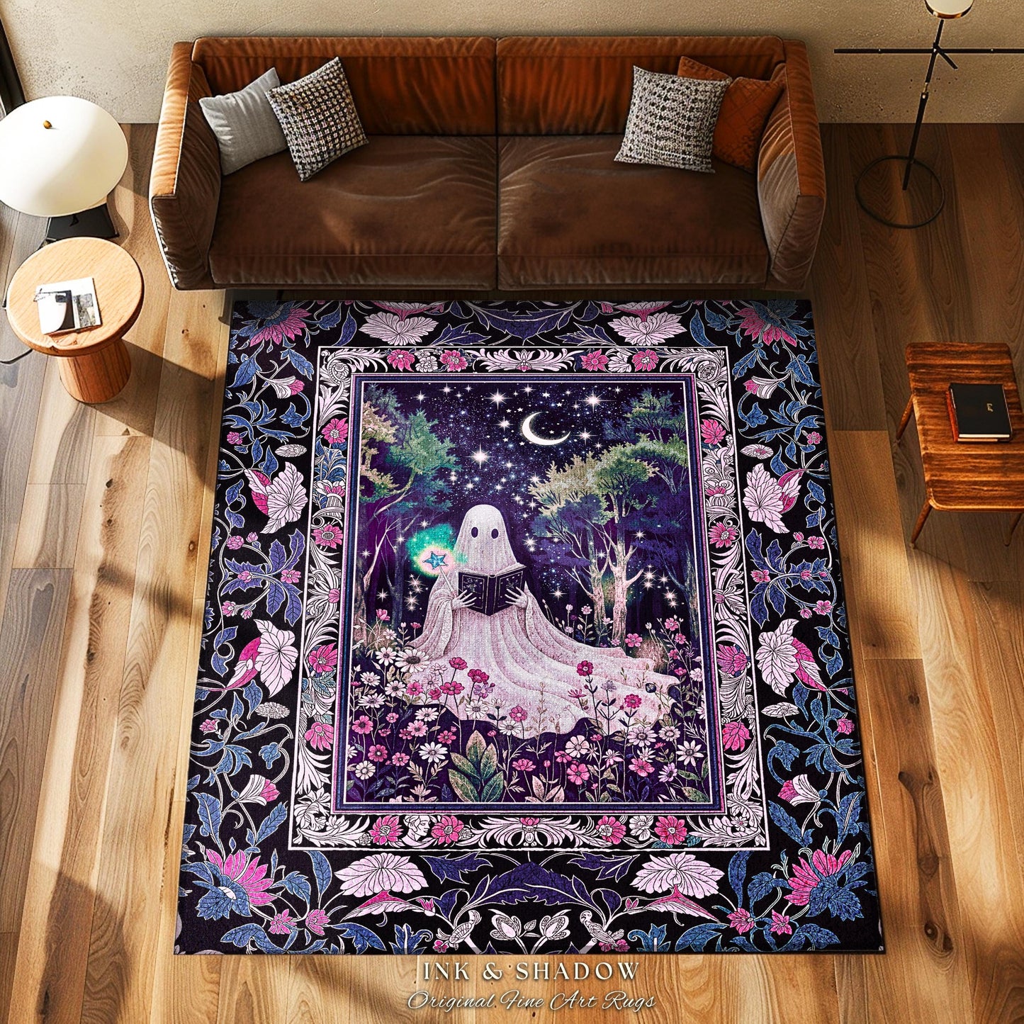 Amethyst Purple Magical Ghost Rug | Mystical Pastel Halloween Area Rug Cottagecore Bedroom Accent Whimsical Decor Gothic Home Reading Room |