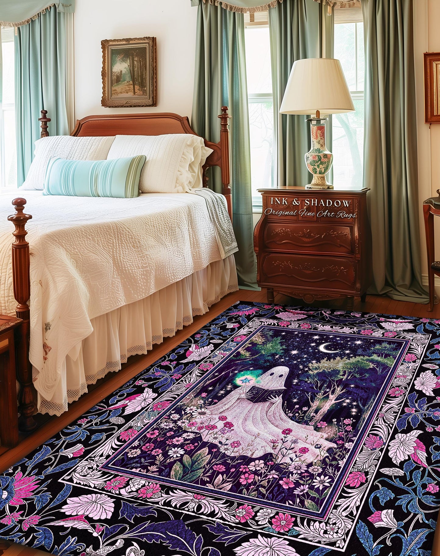 Amethyst Purple Magical Ghost Rug | Mystical Pastel Halloween Area Rug Cottagecore Bedroom Accent Whimsical Decor Gothic Home Reading Room |