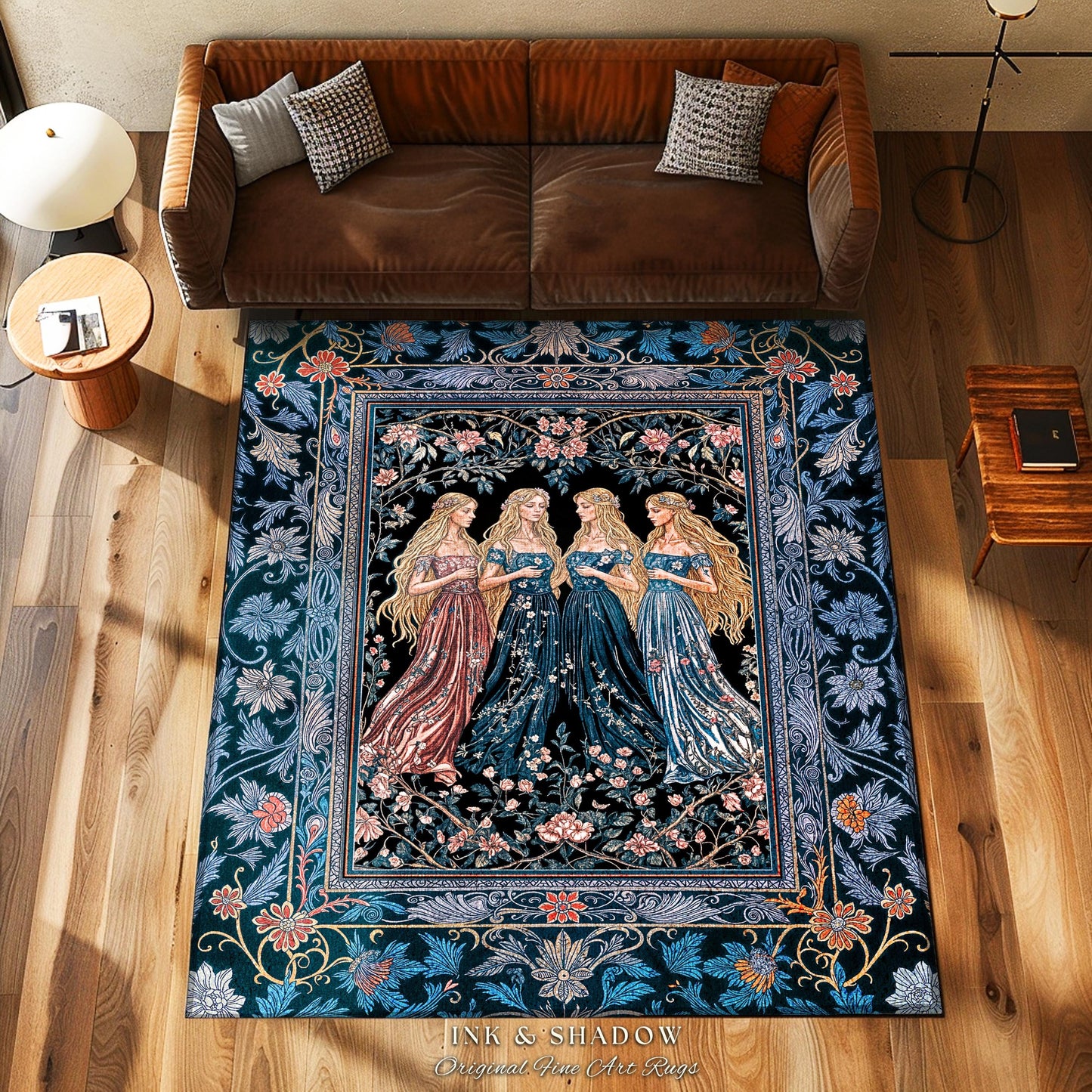 Goddess Aesthetic Ethereal Area Rug | Whimsical Celestial Gothic Forest Bedroom Accent Witchy Botanical Magic Enchanted Magical Aesthetic |