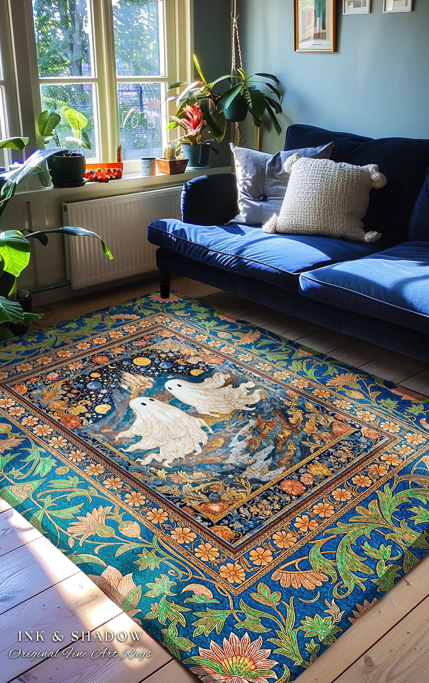 Colorful Gothic Celestial Area Rug | Halloween Accent Whimsigothic Cottagecore Bedroom Witchy Romance Haunted Aesthetic Witchy Home Decor |