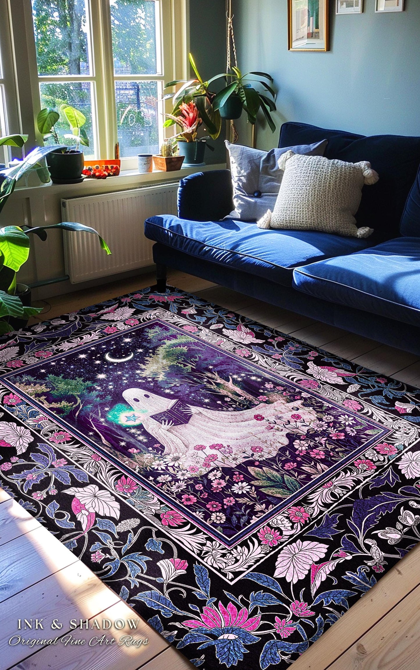 Amethyst Purple Magical Ghost Rug | Mystical Pastel Halloween Area Rug Cottagecore Bedroom Accent Whimsical Decor Gothic Home Reading Room |