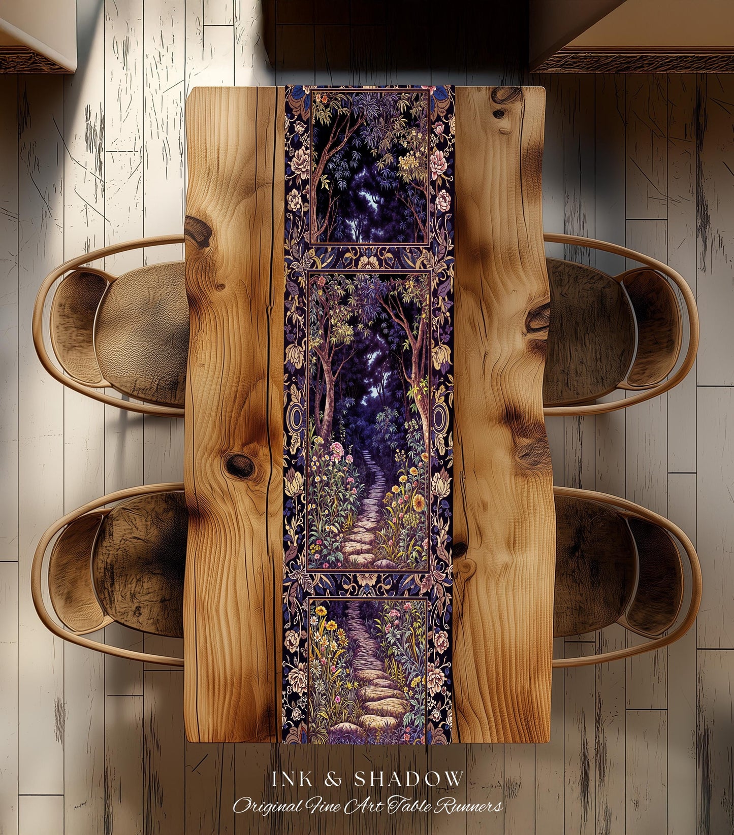 Magical Woodland Mushroom Table Runner | Fairytale Theme Woodland Botanical Aesthetic Whimsical Home Decor Dining Room Housewarming Gift |