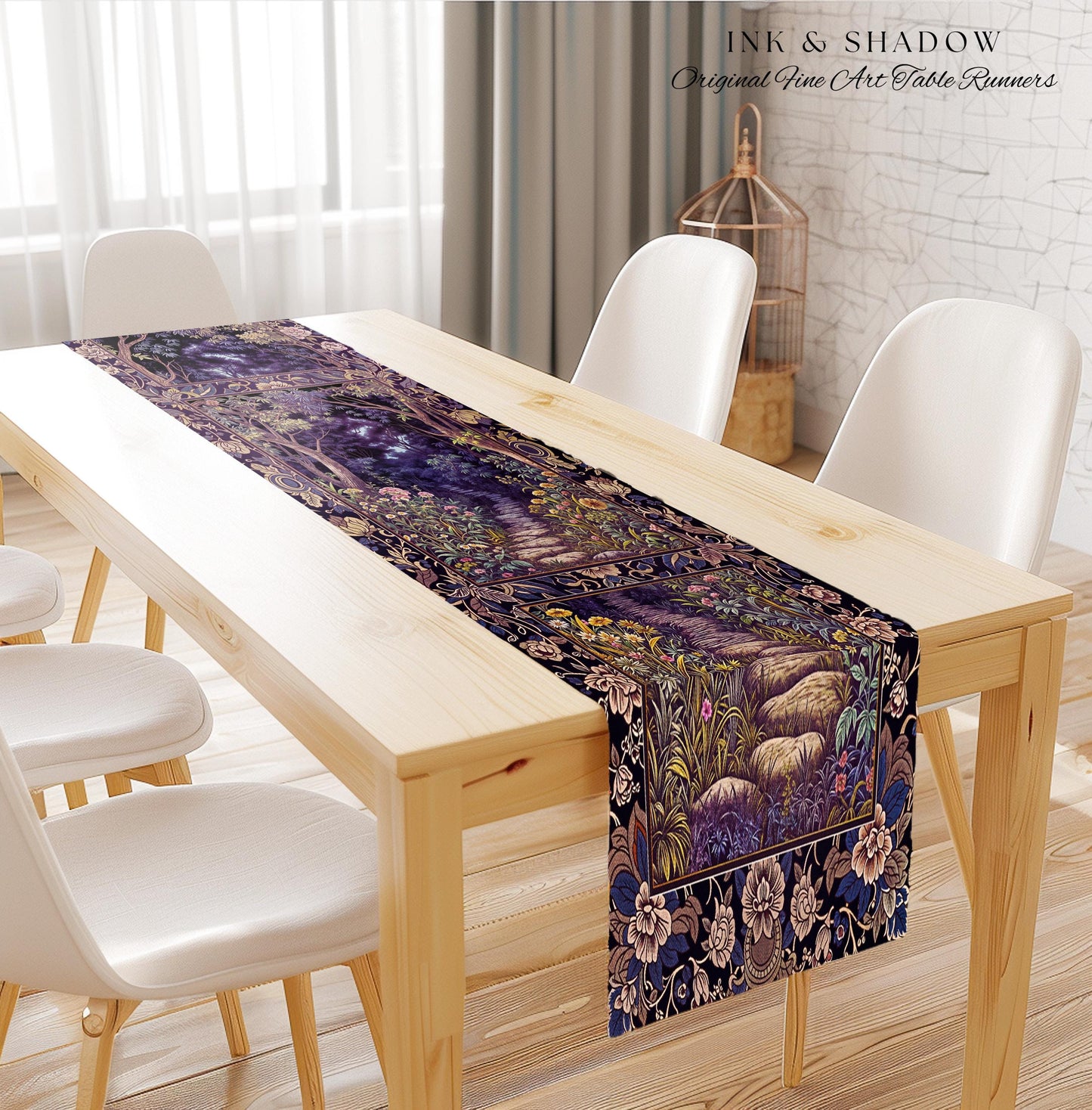 Magical Woodland Mushroom Table Runner | Fairytale Theme Woodland Botanical Aesthetic Whimsical Home Decor Dining Room Housewarming Gift |
