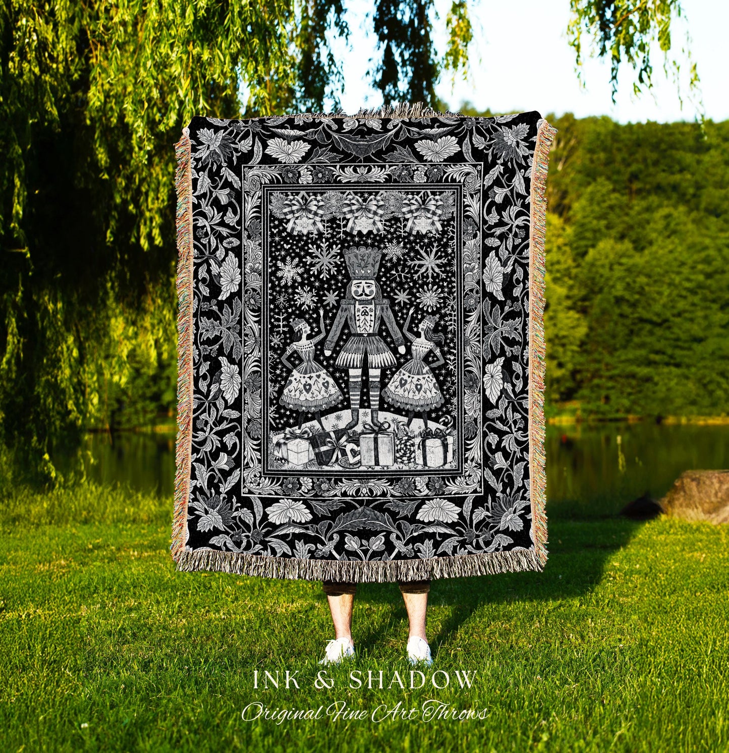 Toy Soldier Nostalgic Xmas Blanket | Cozy Hygge Christmas Throw Nordic Accent Fairycore Holiday Gift Tapestry Winter Wonderland Cottagecore