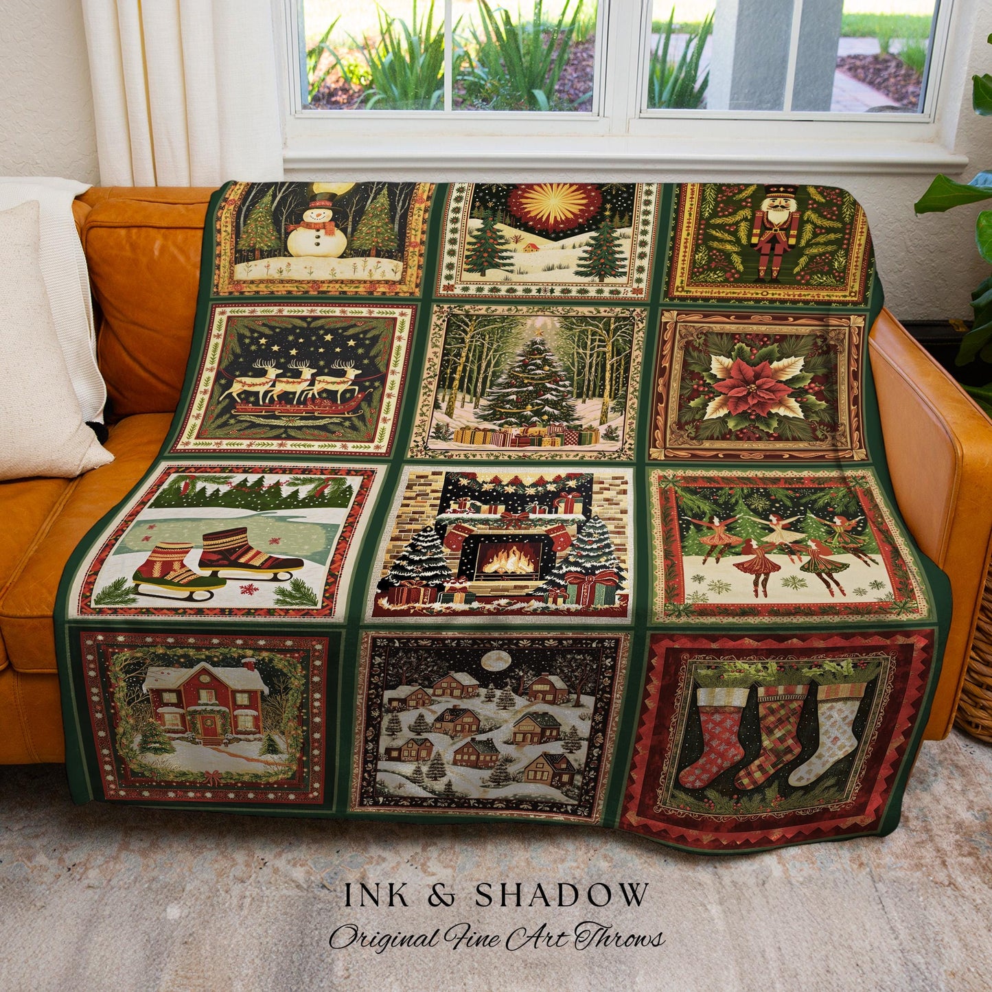 North Star Nostalgia Woven Throw | Boho Cozy Winter Wonderland Aesthetic Festive Blanket for Holiday Home Scandinavian Style Comfort Gift |