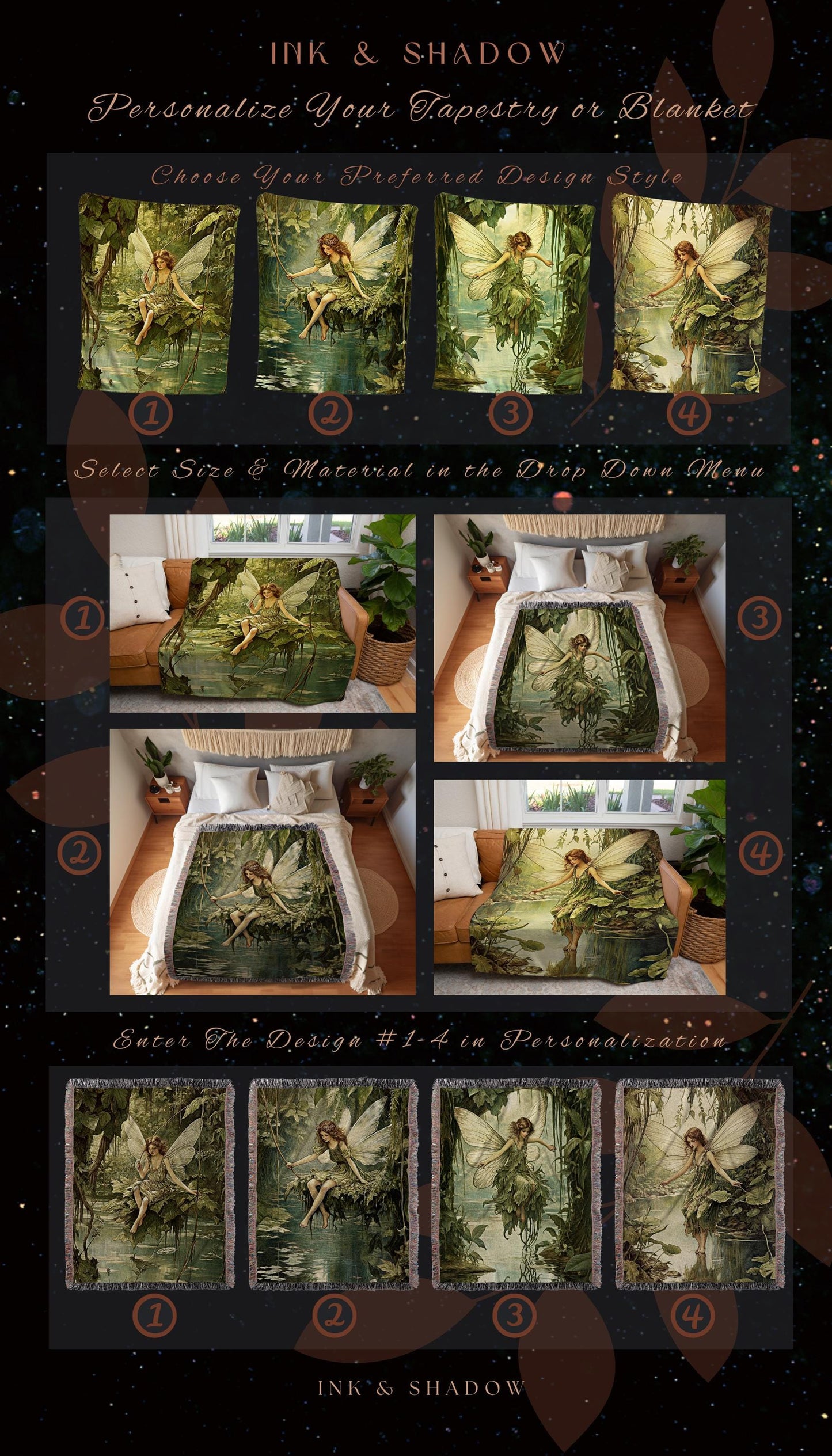 Renaissance Fairy Blanket | Fairytale Aesthetic Celestial Wall Art Witchy Cottagecore Decor Art Nouveau Tapestry Blanket Fairycore Vintage |