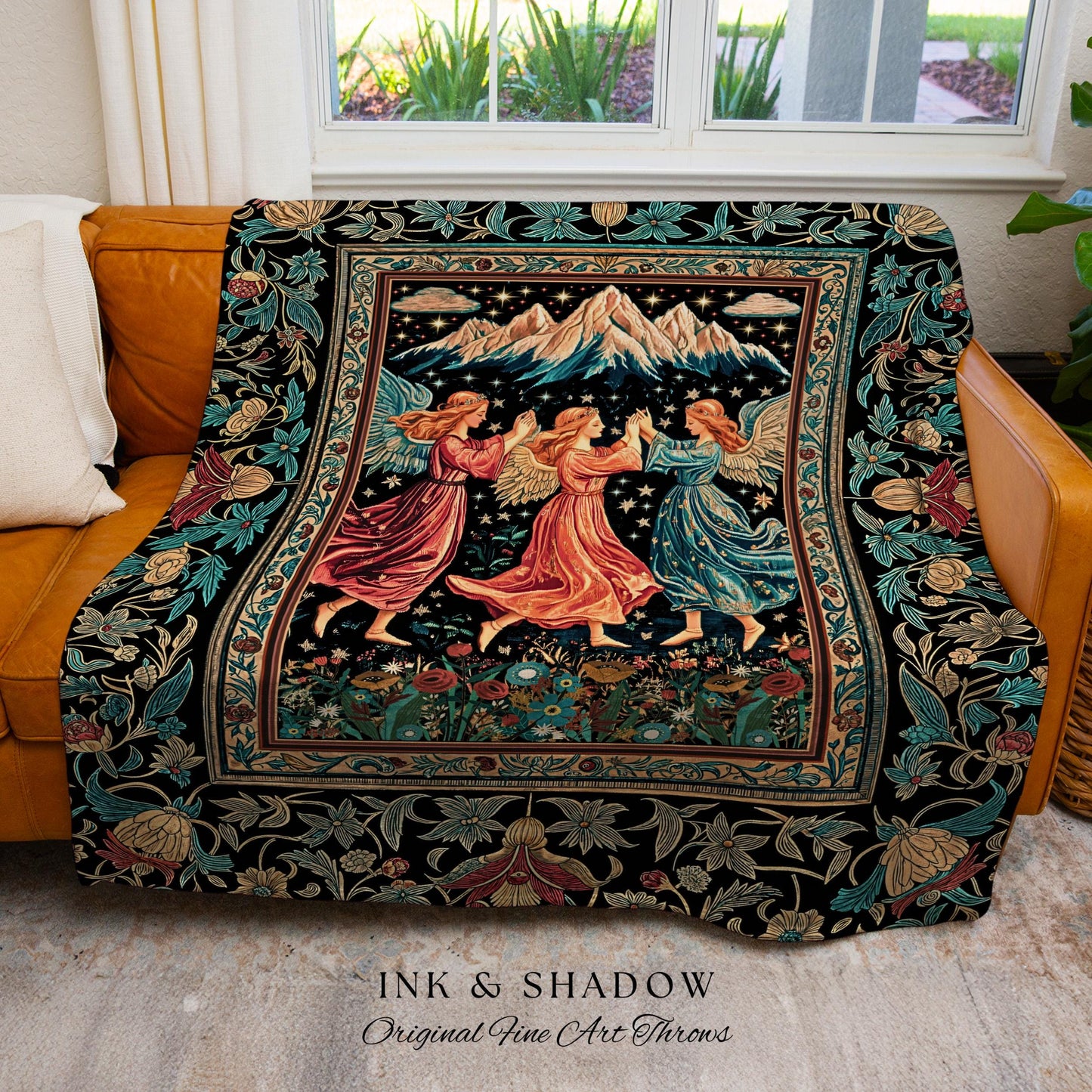 Fairycore Ethereal Angel Throw Blanket | Woodland Folklore Bohemian Midsummer Aesthetic Light Academia Cozy Forestcore Home Decor Witchy |