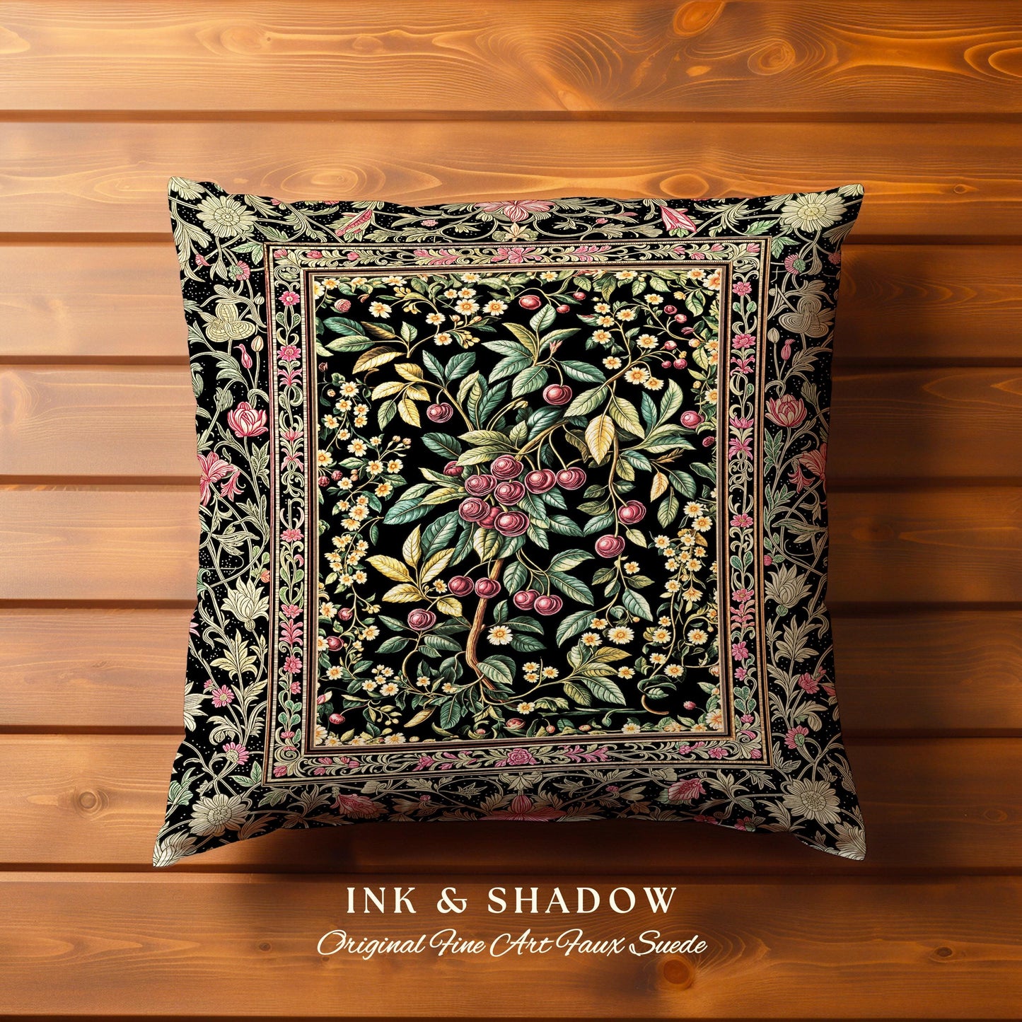 Gothic Elegance Cherry Tapestry Pillow Decorative Throw Cushion