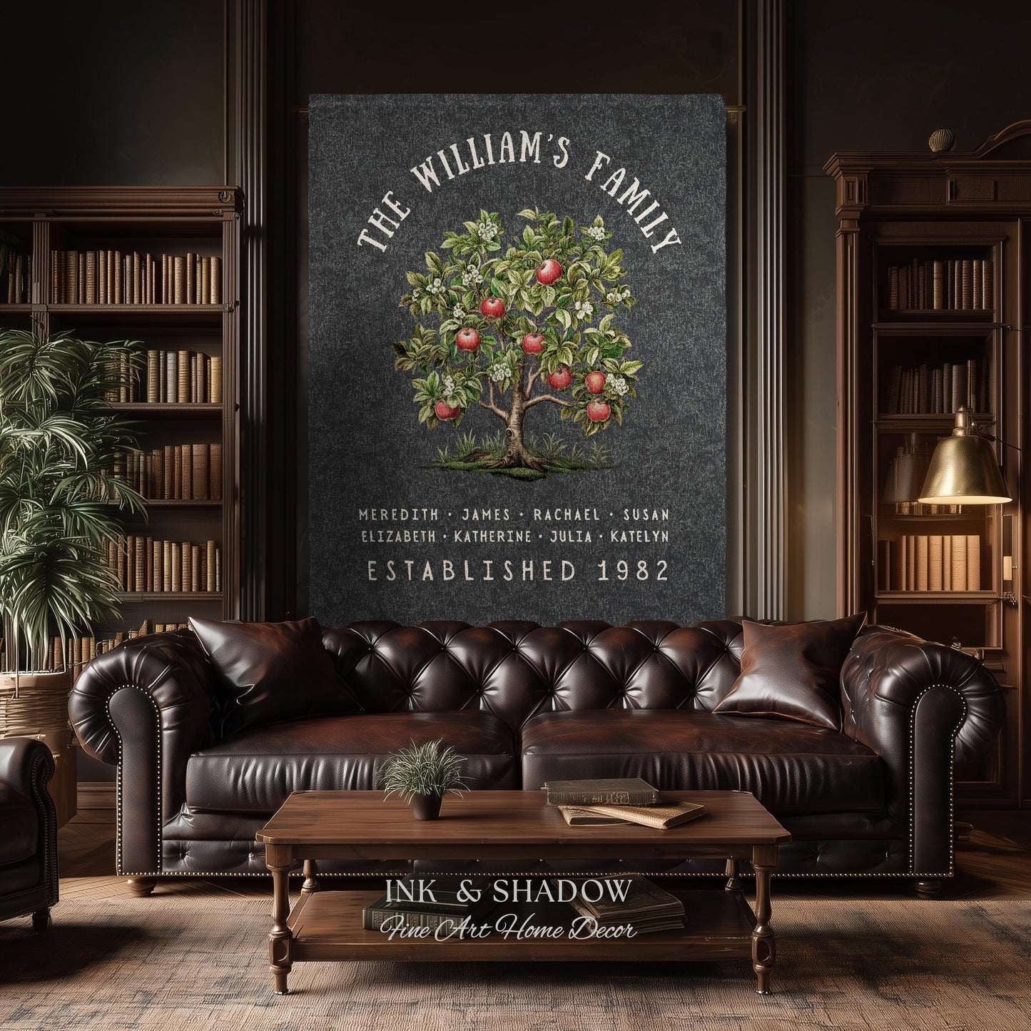 Apple Tree Custom Family Blanket | Family Tree Wall Art Blanket Custom Family Gift Sentimental Gift for Mom Personalized Family Name Gift |