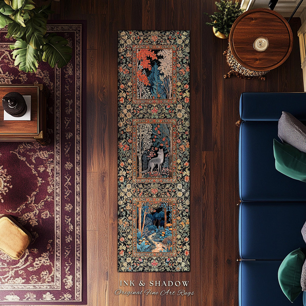 Rustic Scandinavian Home Accent Rug | Boho Woodland Room Decor Whimsical Cottagecore Elegance Homey Aesthetic Magical Nature Inspired Room
