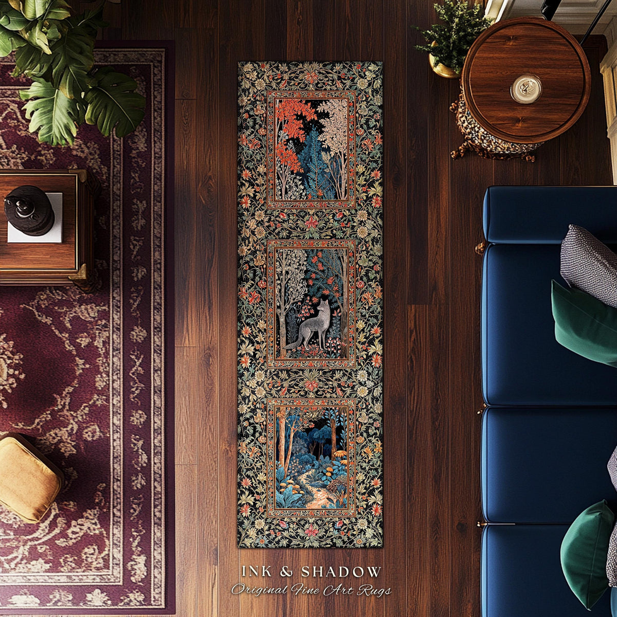 Rustic Scandinavian Home Accent Rug | Boho Woodland Room Decor Whimsical Cottagecore Elegance Homey Aesthetic Magical Nature Inspired Room