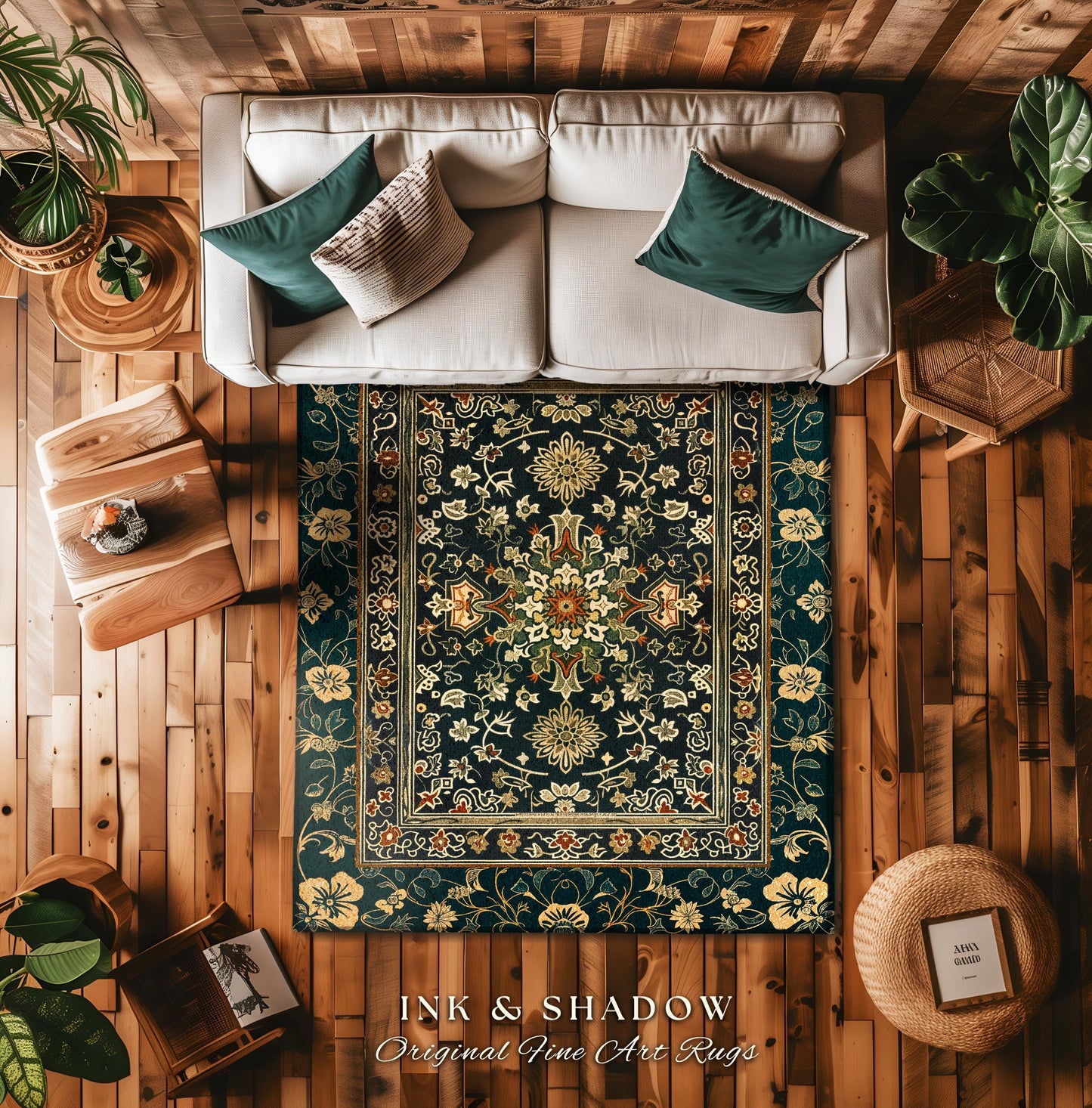 Vintage Art Deco Royal Ornate Accent Rug | Dark Academia Floor Rug Ornate Design Victorian Gothic Aesthetic Home Decor Ethereal Maximalist