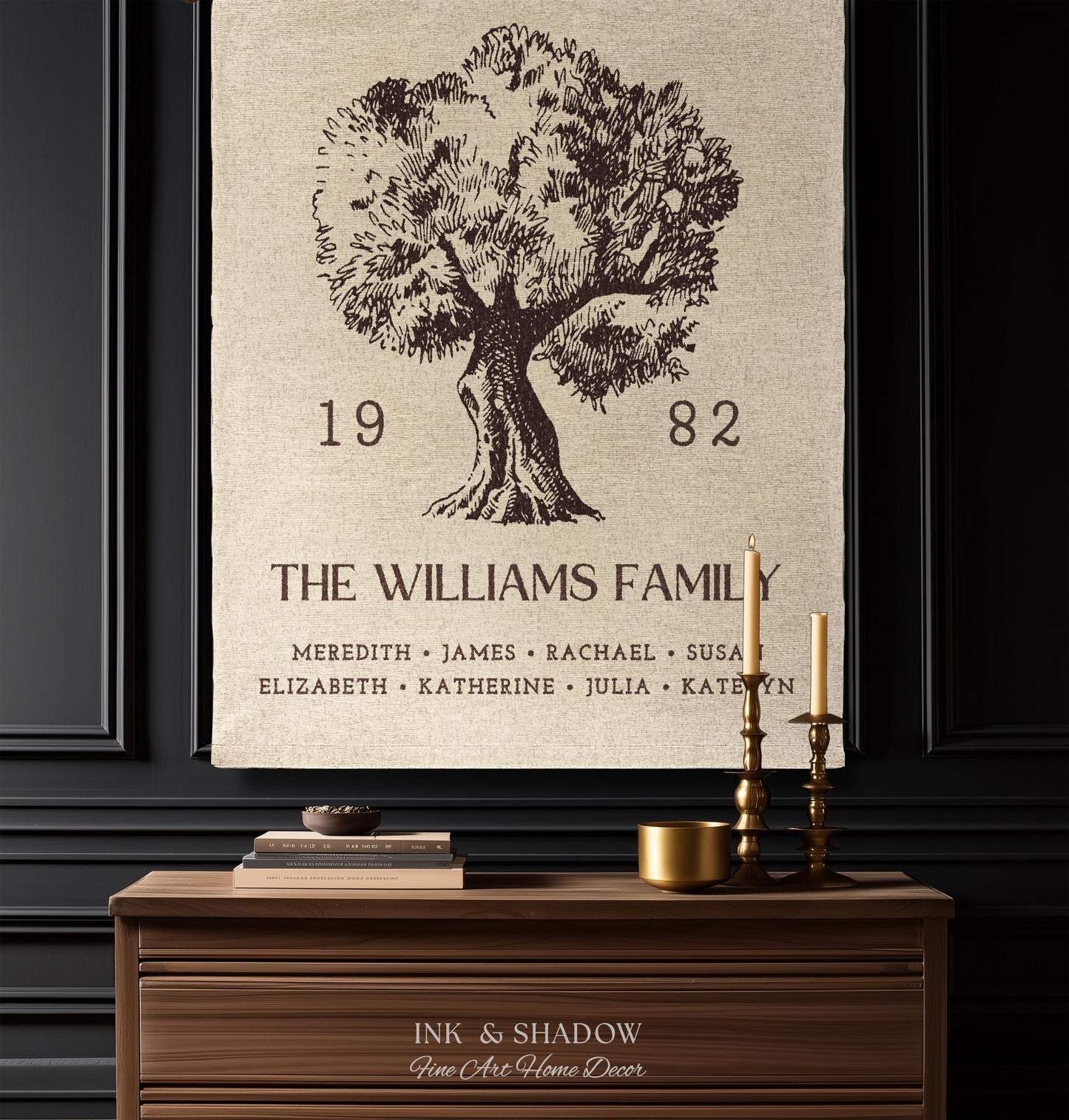 Anniversary Gift Personalized Family Tree Wall Art Blanket Custom Family Gift Meaningful | Wedding Gift Sentimental Gift for Mother in Law |