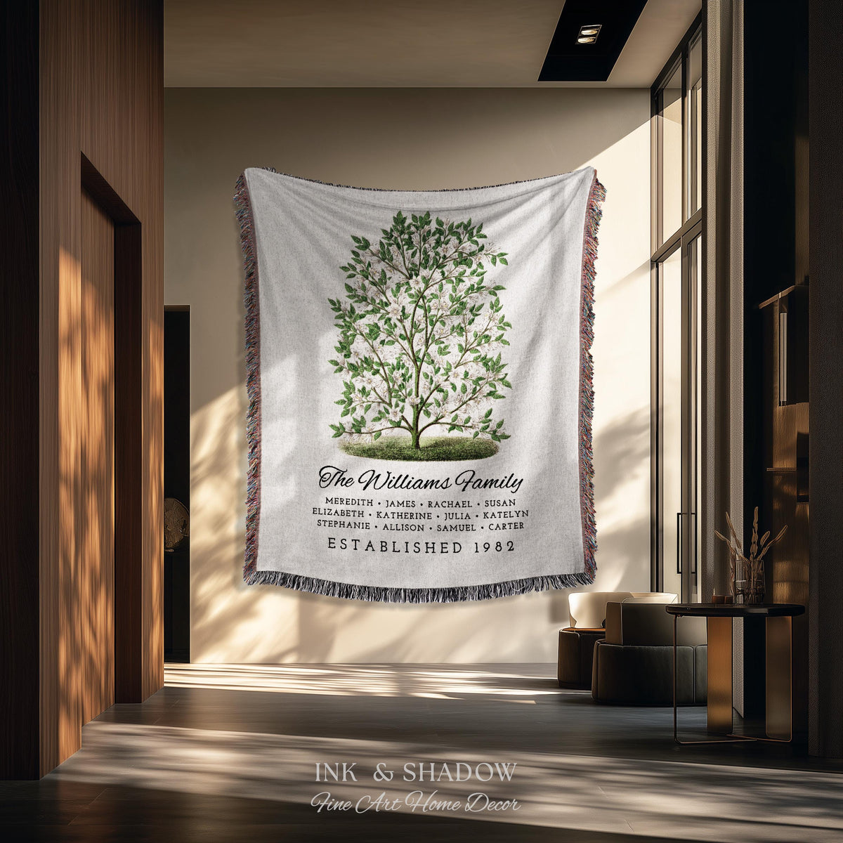 Grandparents Gift Personalized Family Tree Blanket Custom Family Gift Meaningful | Wedding Gift Sentimental Gift for Family Tree Wall Art |