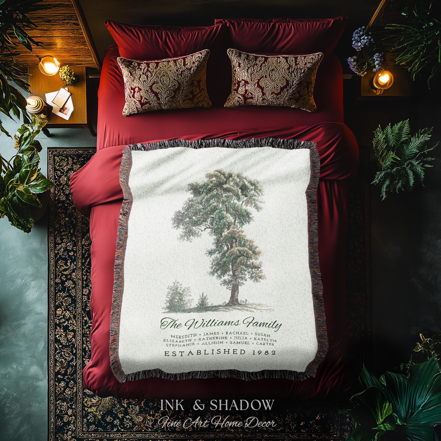 Vintage Family Tapestry Personalized | Family Tree Blanket Custom Family Gift Meaningful | Wedding Gift Sentimental Gift for Family Tree |