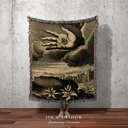 Dark Academia Tapestry Woven Blanket | Woven Wall Hanging Whimsigoth Decor | "Recueil D'emblemes Divers" | Dark Cottagecore Gothic Tapestry