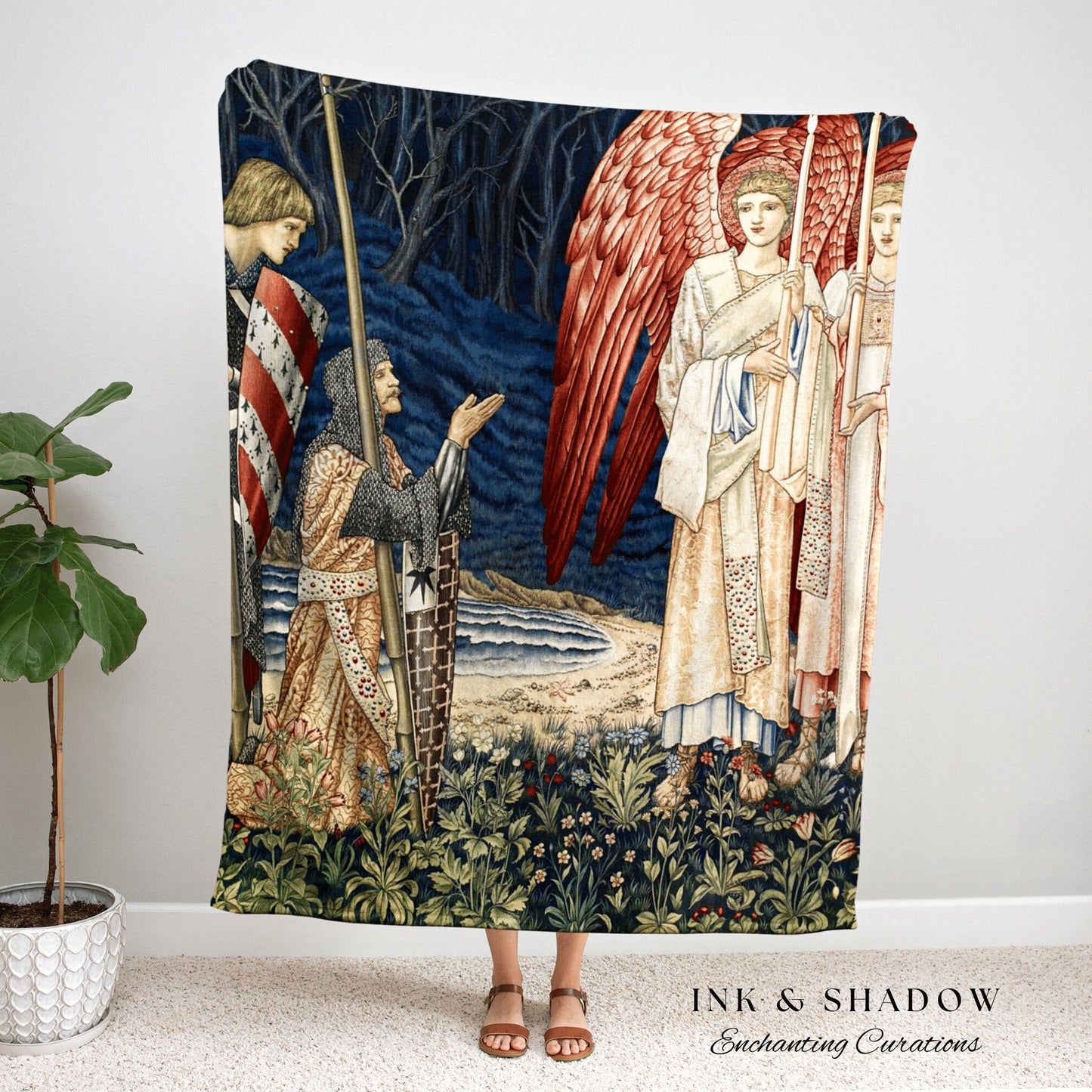 Angel Painting Tapestry Woven Wall Hanging | Renaissance Art Vintage Aesthetic | Dark Academia Medieval Aesthetic Gothic Decor Blanket Woven