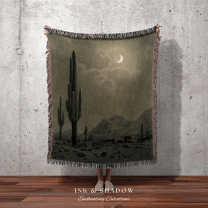 Desert Aesthetic Tapestry Woven | Southwest Wall Art Blanket Woven Tapestry | Bookish Decor Aesthetic Gothic Tapestry Cactus Aesthetic Decor