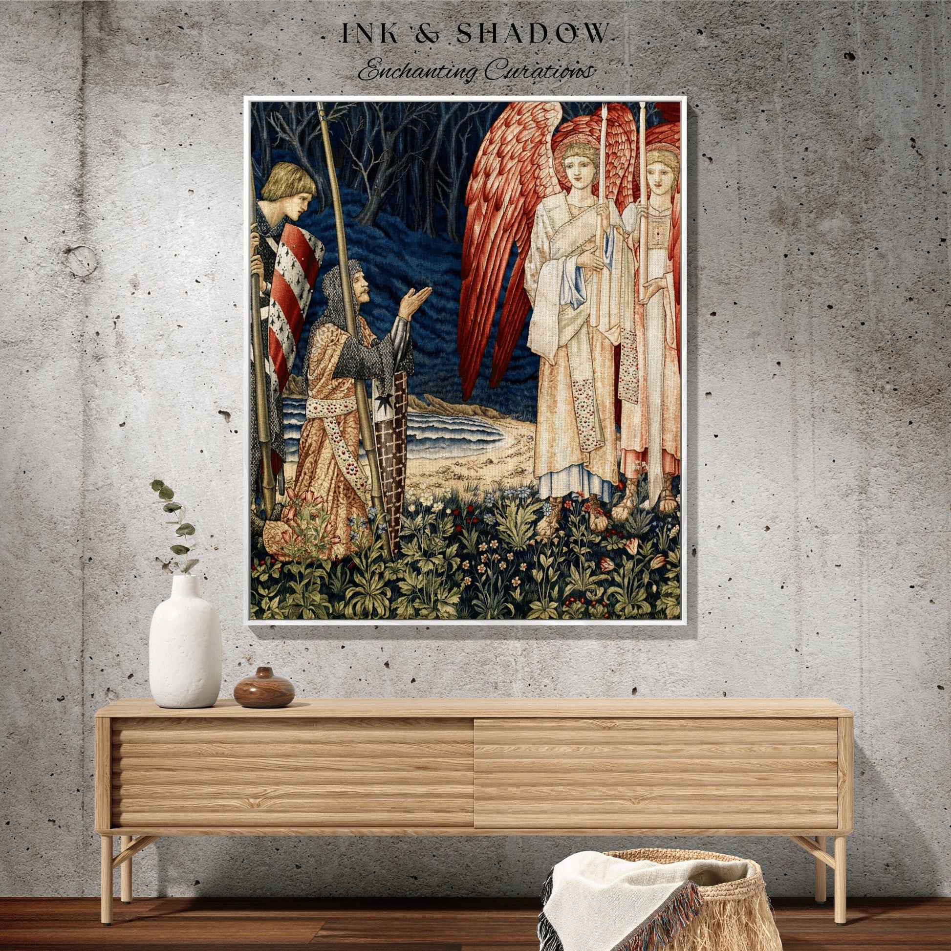 Angel Painting Tapestry Woven Wall Hanging | Renaissance Art Vintage Aesthetic | Dark Academia Medieval Aesthetic Gothic Decor Blanket Woven