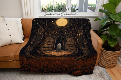 Dark Academia Tapestry Woven | Spooky Decor Goth Aesthetic Tapestry | Vintage Gothic Art Halloween Decor | Ghost Painting Tapestry Woven |