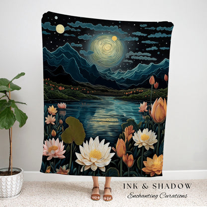 July Flower Custom Gift Personalized | Woven Blanket Custom Birth Month Flower Decor Tapestry | July Birth Month Waterlily Flower Blanket |