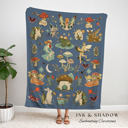 Fairycore Decor Cottagecore Tapestry Whimsigoth Decor | Fairy Room Decor Cottagecore Decor Woven Blanket | Goblincore Decor Tapestry Woven