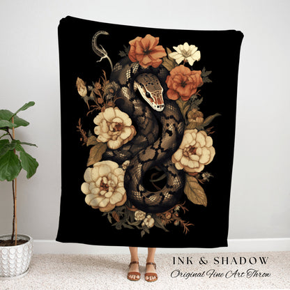 Vintage Serpent Tapestry Woven | Dark Academia Aesthetic Occult Decor Blanket Woven | Desert Rose Tapestry Gothic Room Decor Macabre Snake |