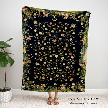 Floral Aesthetic Vintage Tapestry Woven Wall Hanging | Dark Floral Wall Art Vintage Aesthetic | Dark Academia Victorian Gothic Aesthetic |