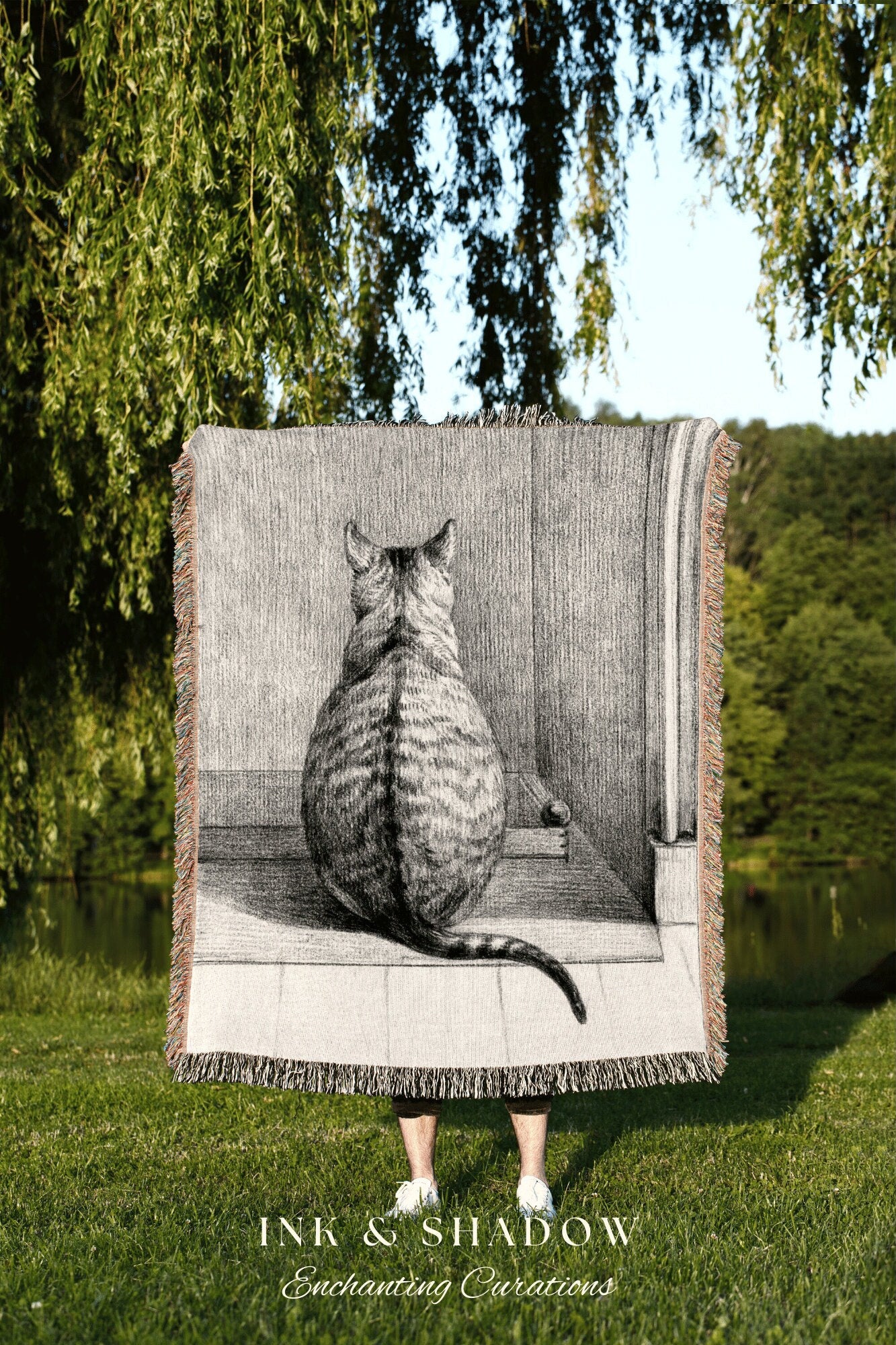 Cat Tapestry Woven Wall Hanging | Jean Bernard Drawing | Funny Tapestry Art Blanket Woven | Throw Blanket Dark Aesthetic Room Decor Cat Art