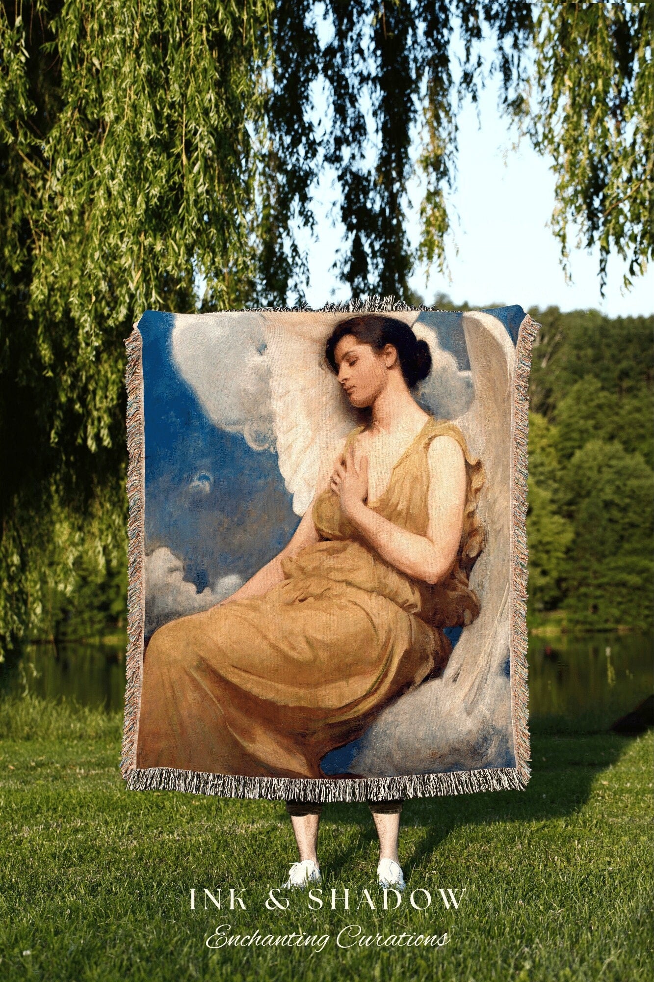 Angel Painting Tapestry | Abbott Handerson Thayer Painting Blanket Woven | Renaissance Art Decor | Medieval Aesthetic Gothic Decor Blanket